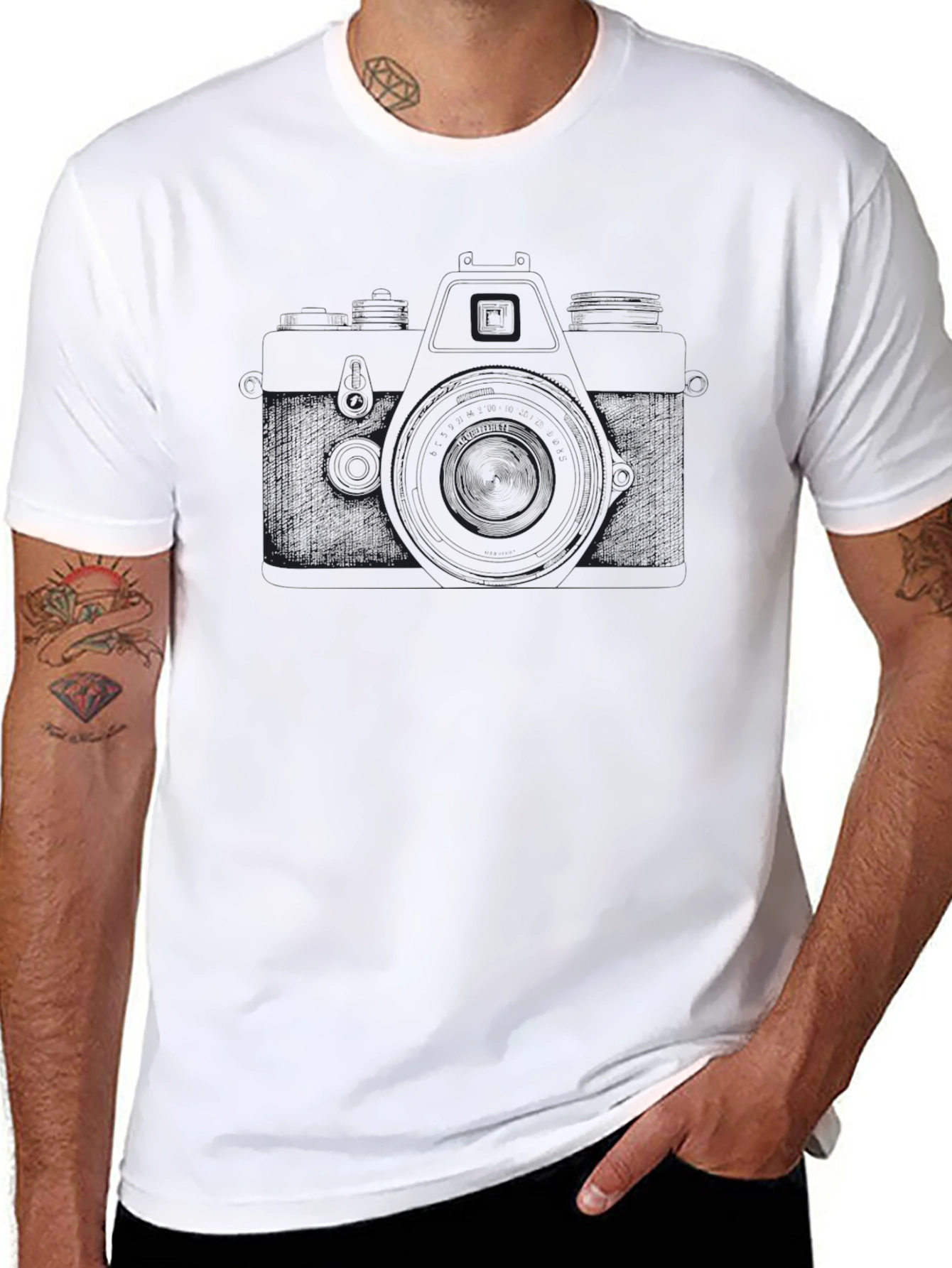 Camera Outline Black T-Shirt