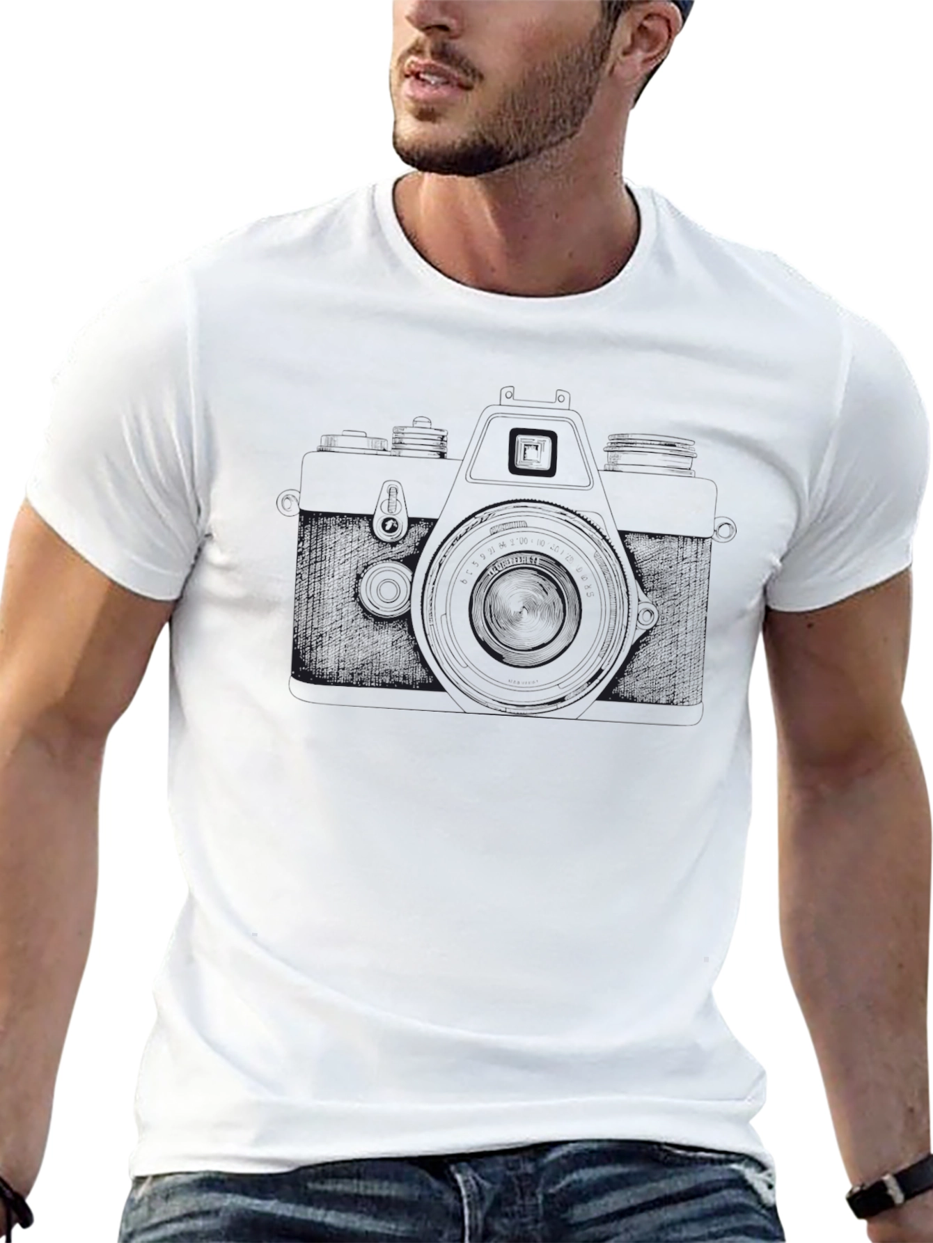 Camera Outline Black T-Shirt
