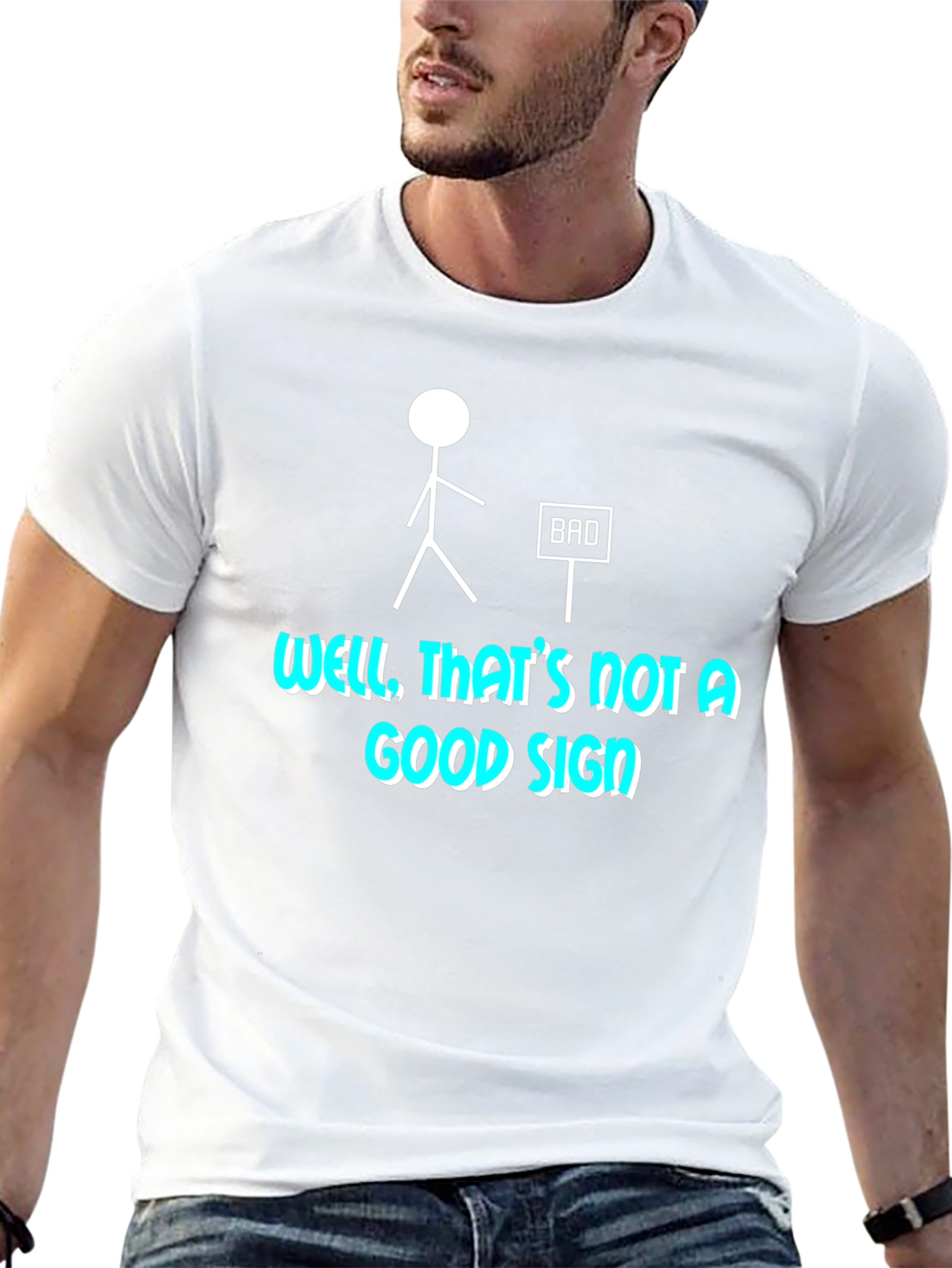 Funny Bad Sign Stick Figure Graphic T-Shirt