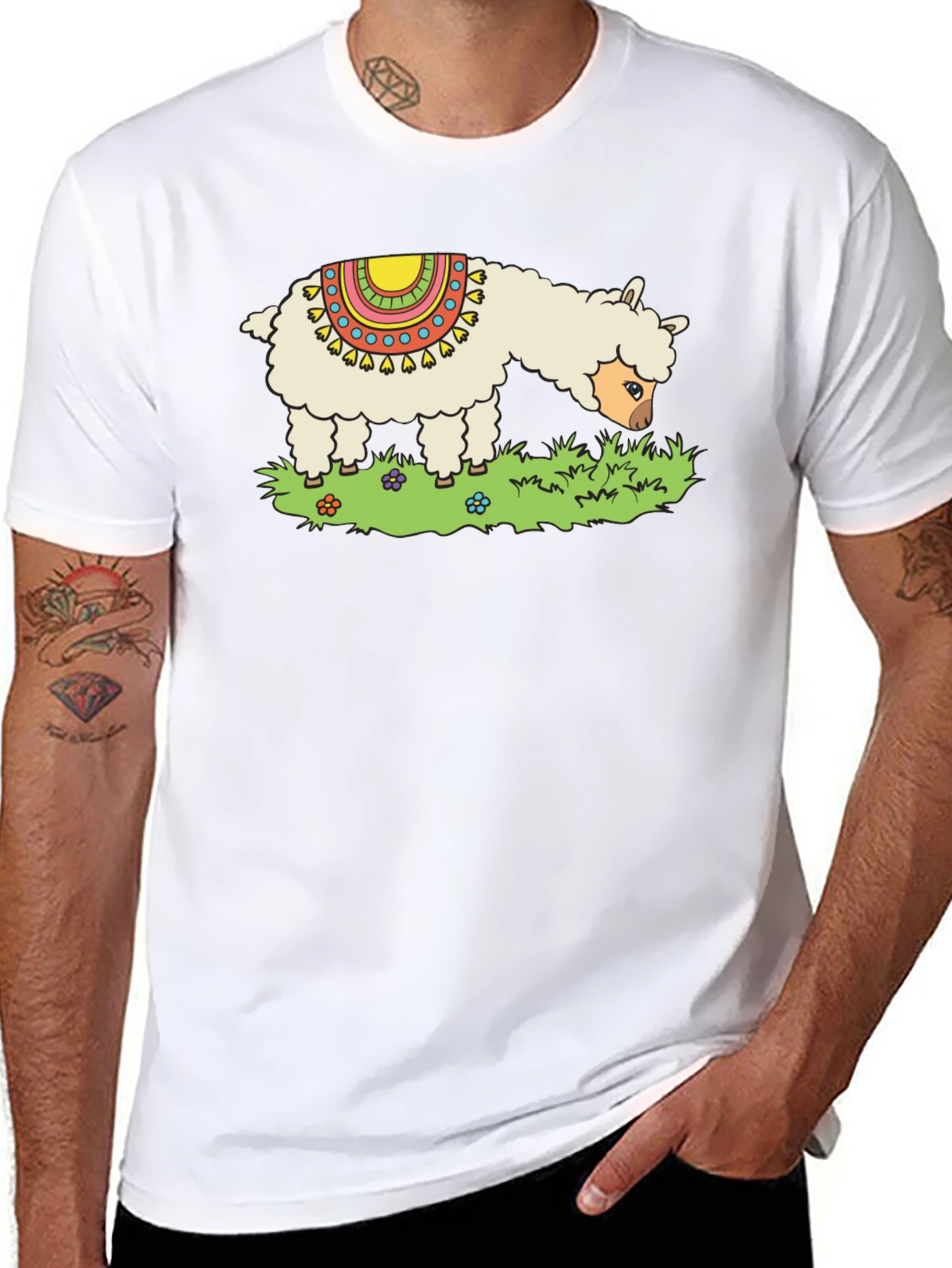 Llama Graphic Tee - Cute Animal Print T-Shirt