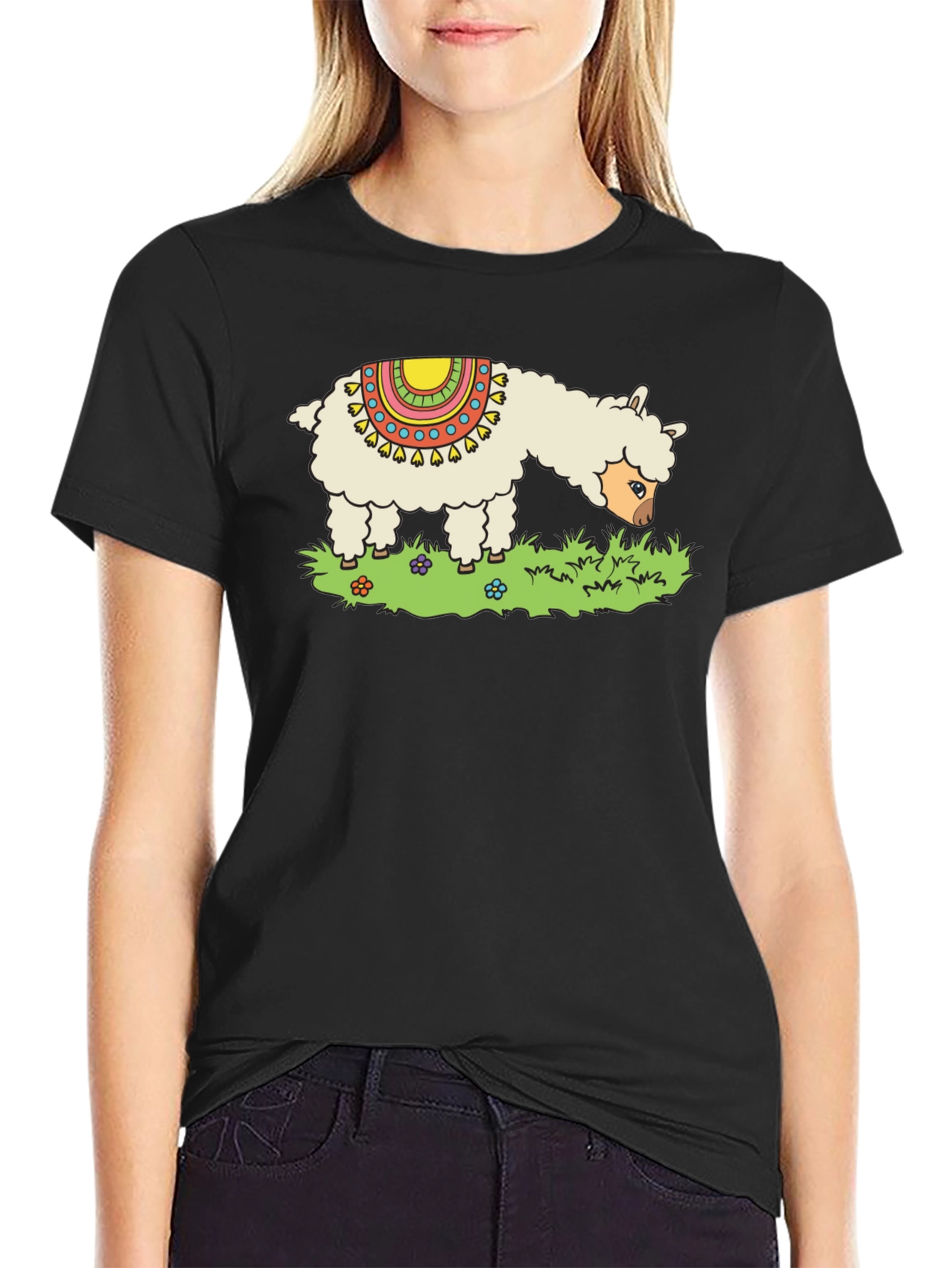 Llama Graphic Tee - Cute Animal Print T-Shirt