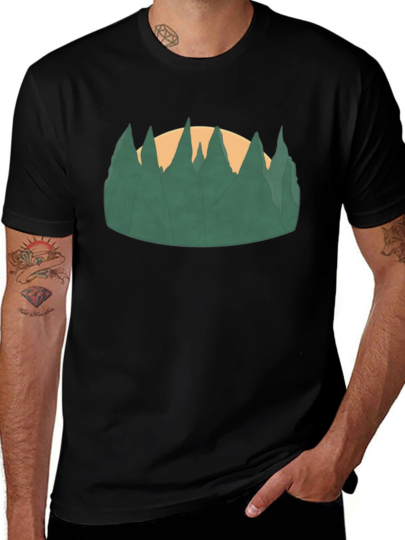 Nature Scene Graphic Black Tee