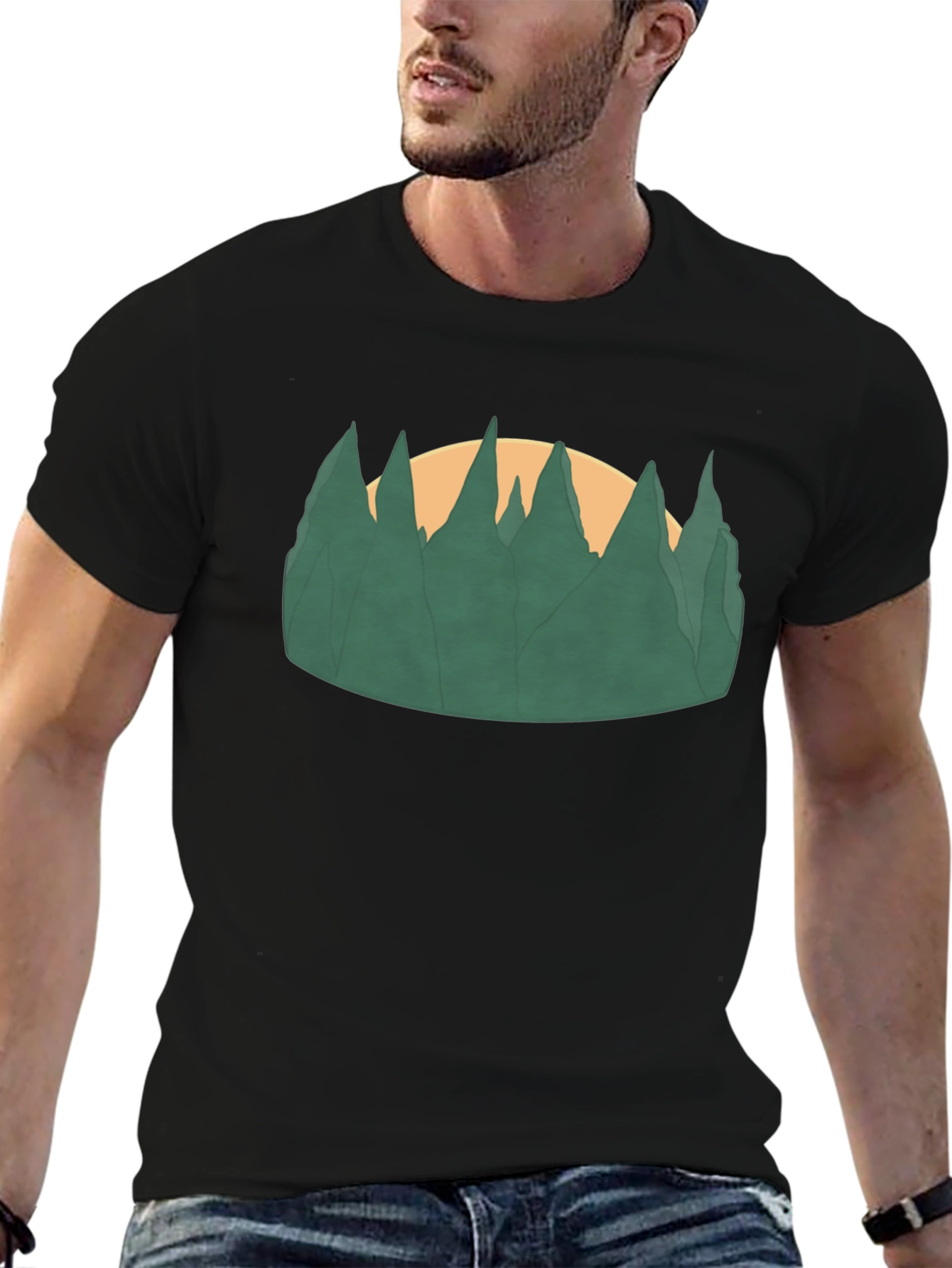 Nature Scene Graphic Black Tee