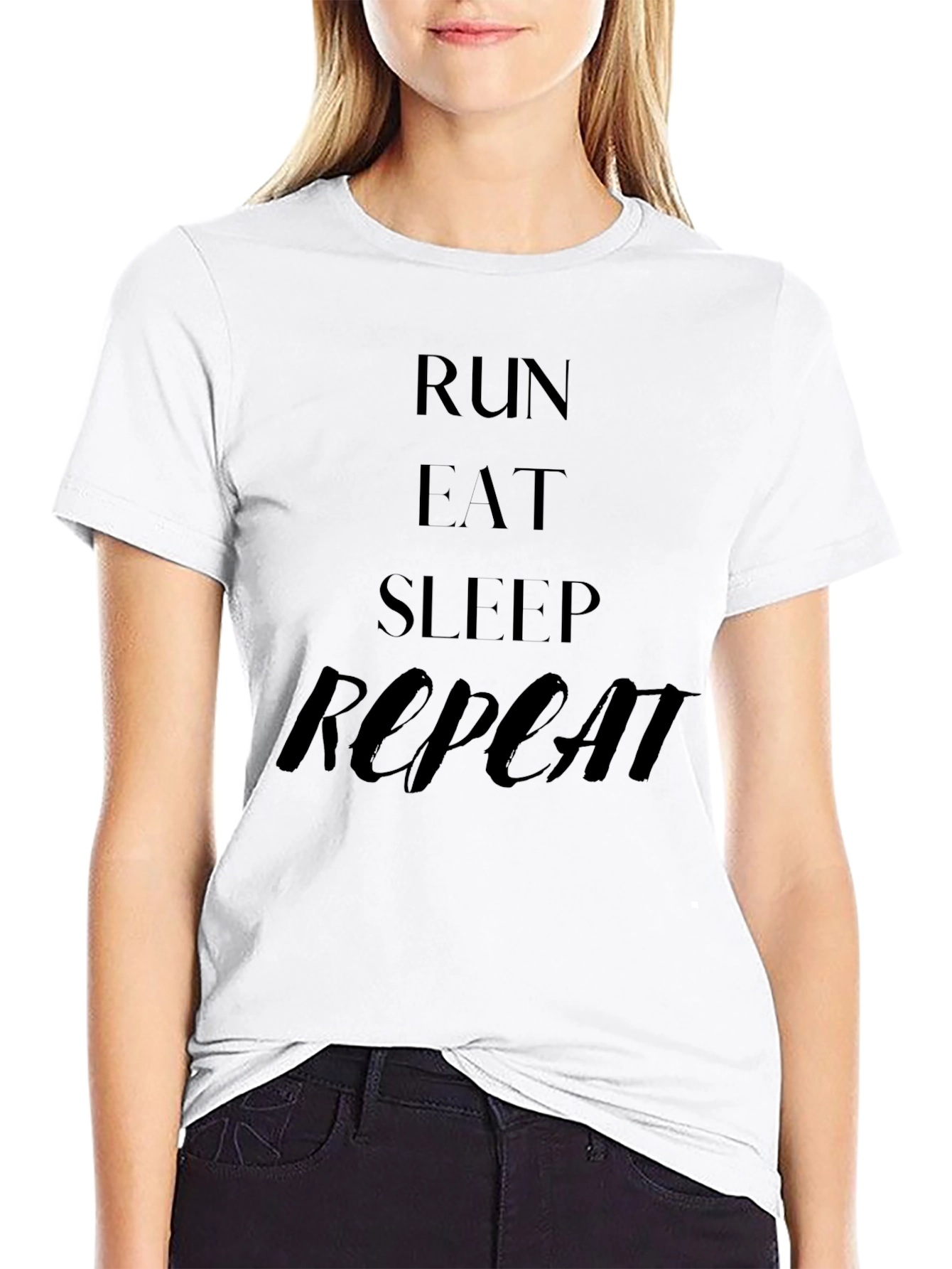 Run Eat Sleep Repeat Black T-Shirt