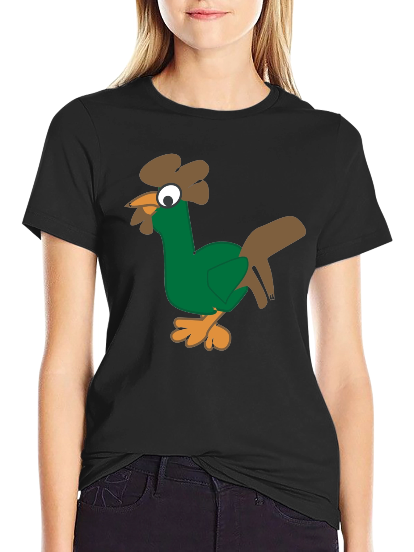 Funny Chicken Graphic Tee - Black Cotton T-Shirt