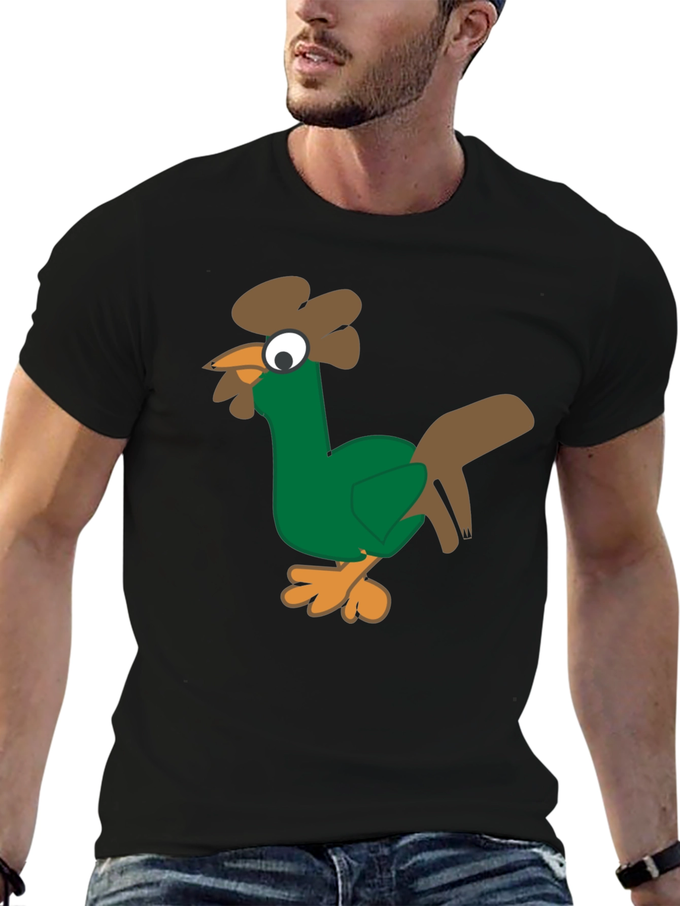 Funny Chicken Graphic Tee - Black Cotton T-Shirt
