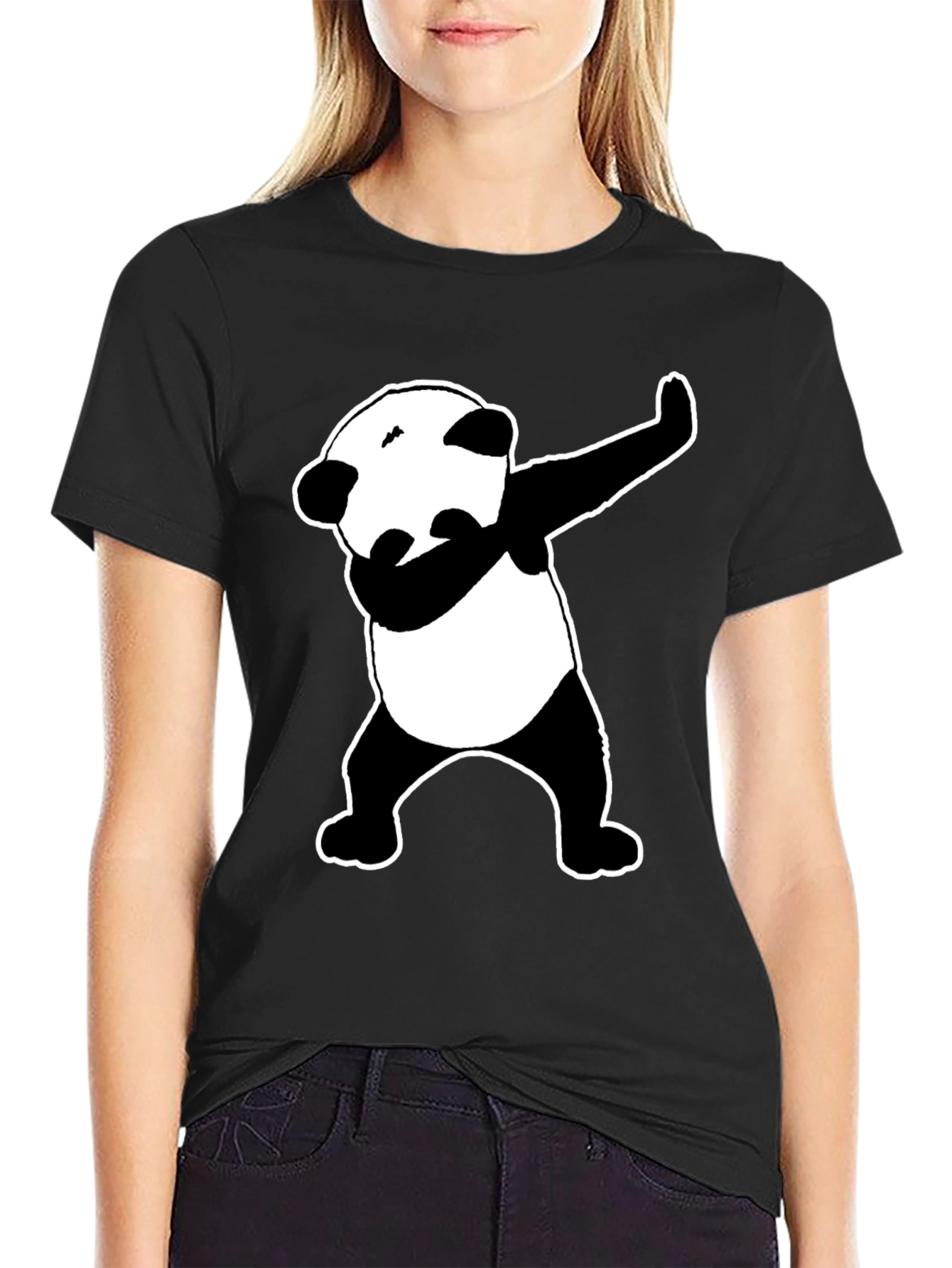 Dabbing Panda Graphic Tee - Black Cotton Blend