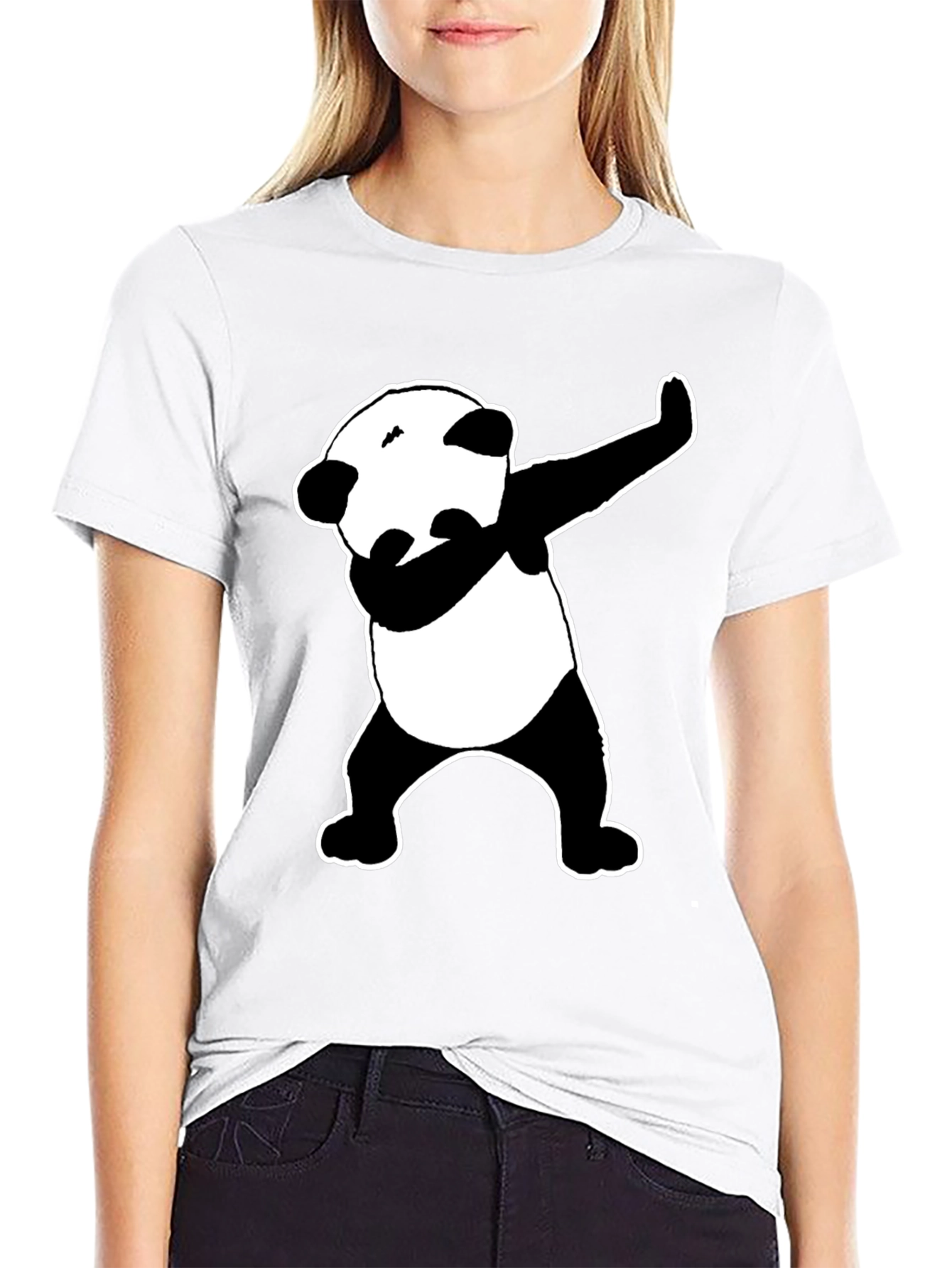 Dabbing Panda Graphic Tee - Black Cotton Blend
