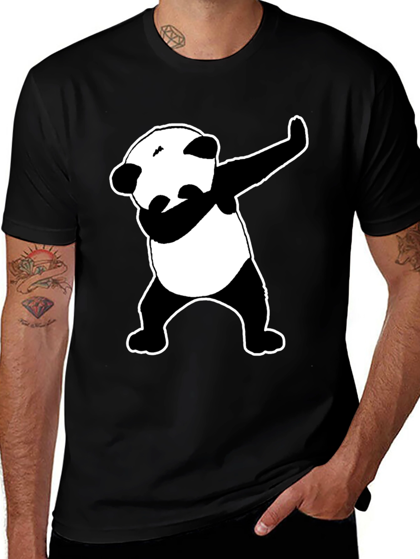 Dabbing Panda Graphic Tee - Black Cotton Blend