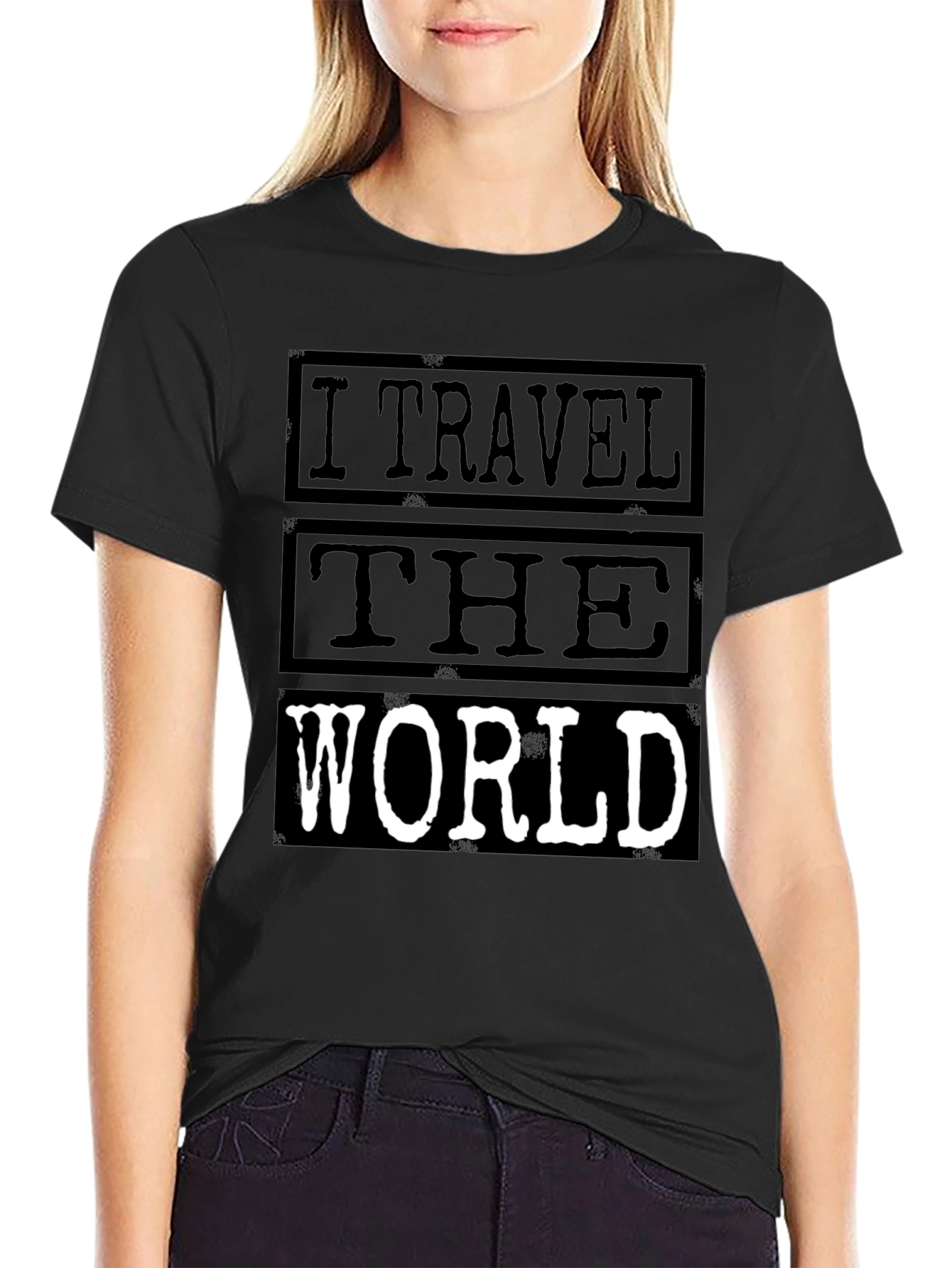 I Travel The World Black Graphic T-Shirt
