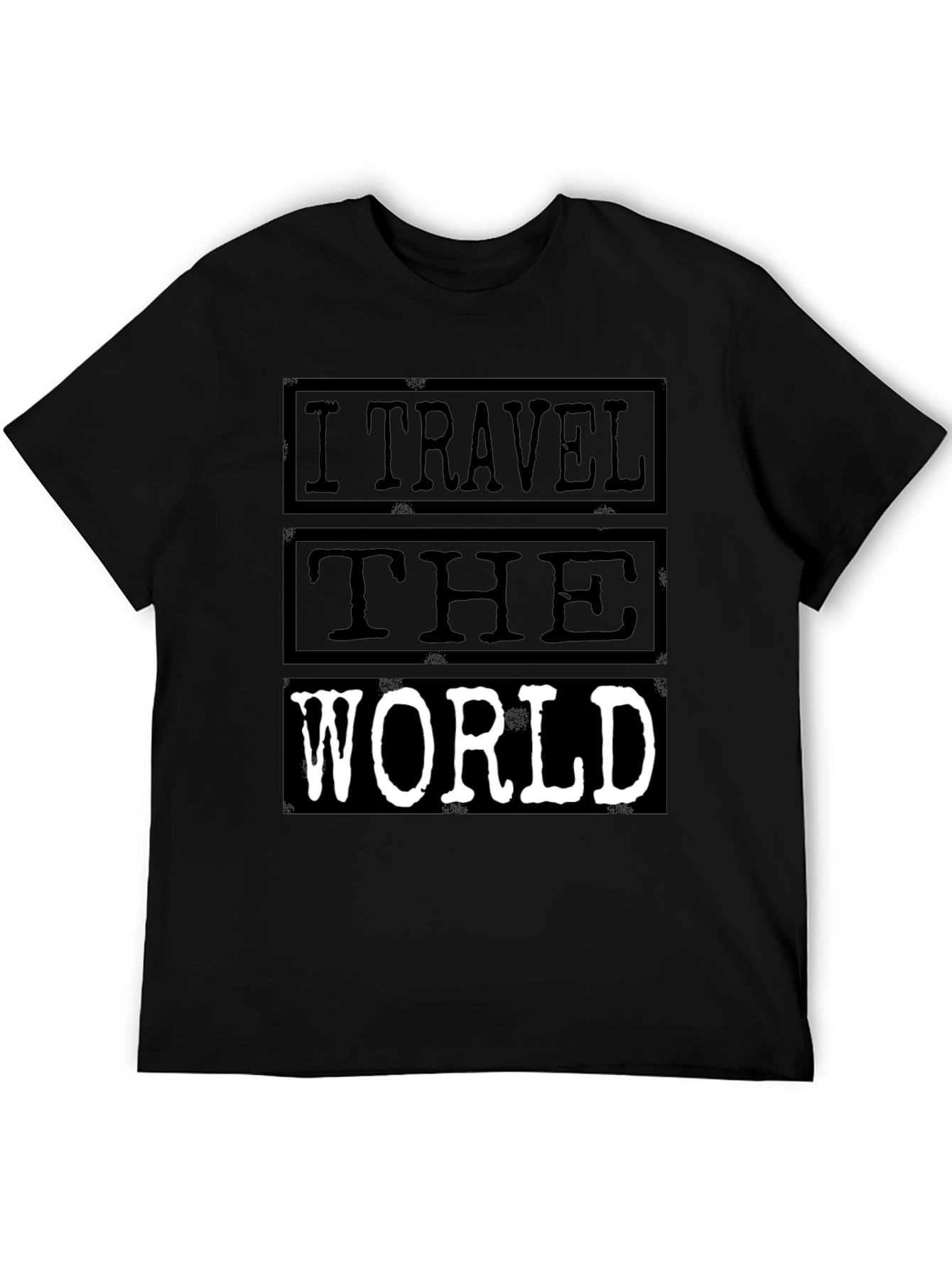 I Travel The World Black Graphic T-Shirt