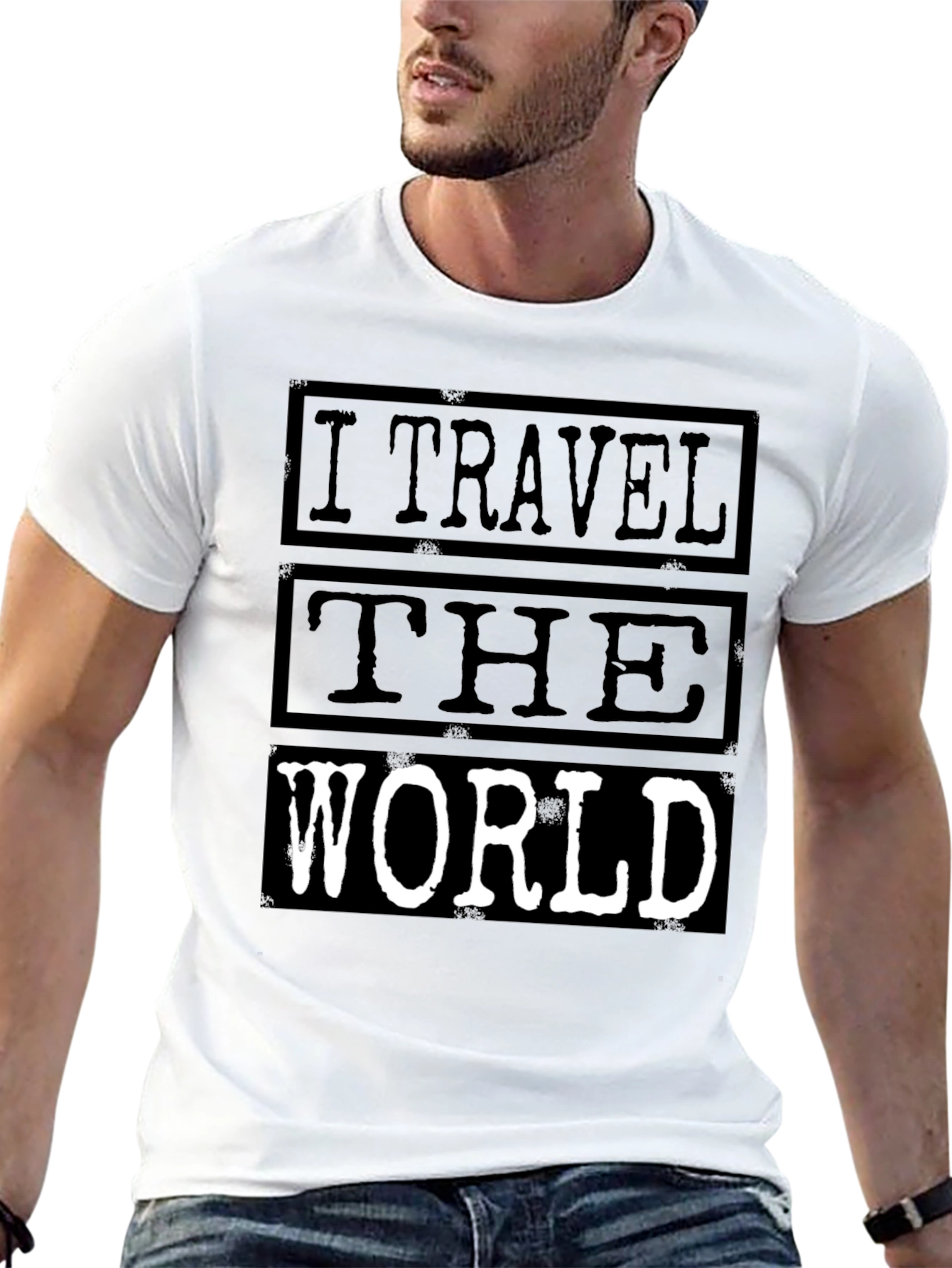I Travel The World Black Graphic T-Shirt