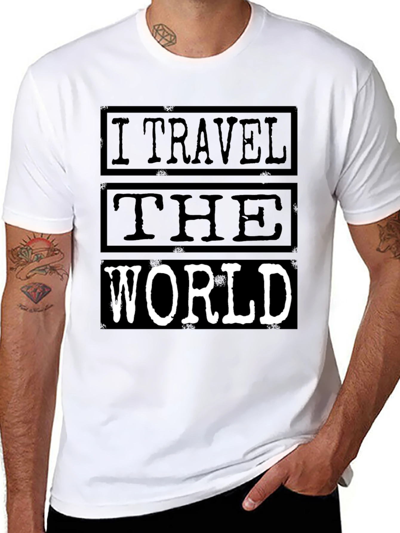 I Travel The World Black Graphic T-Shirt