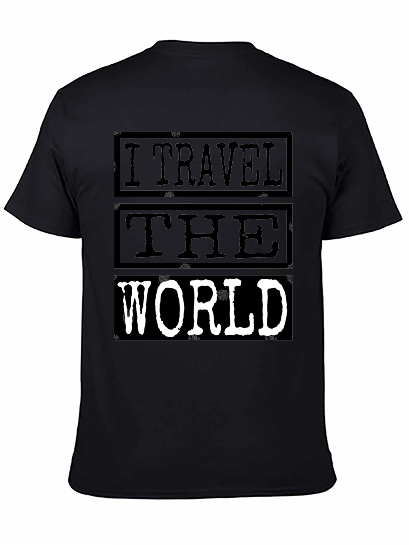 I Travel The World Black Graphic T-Shirt
