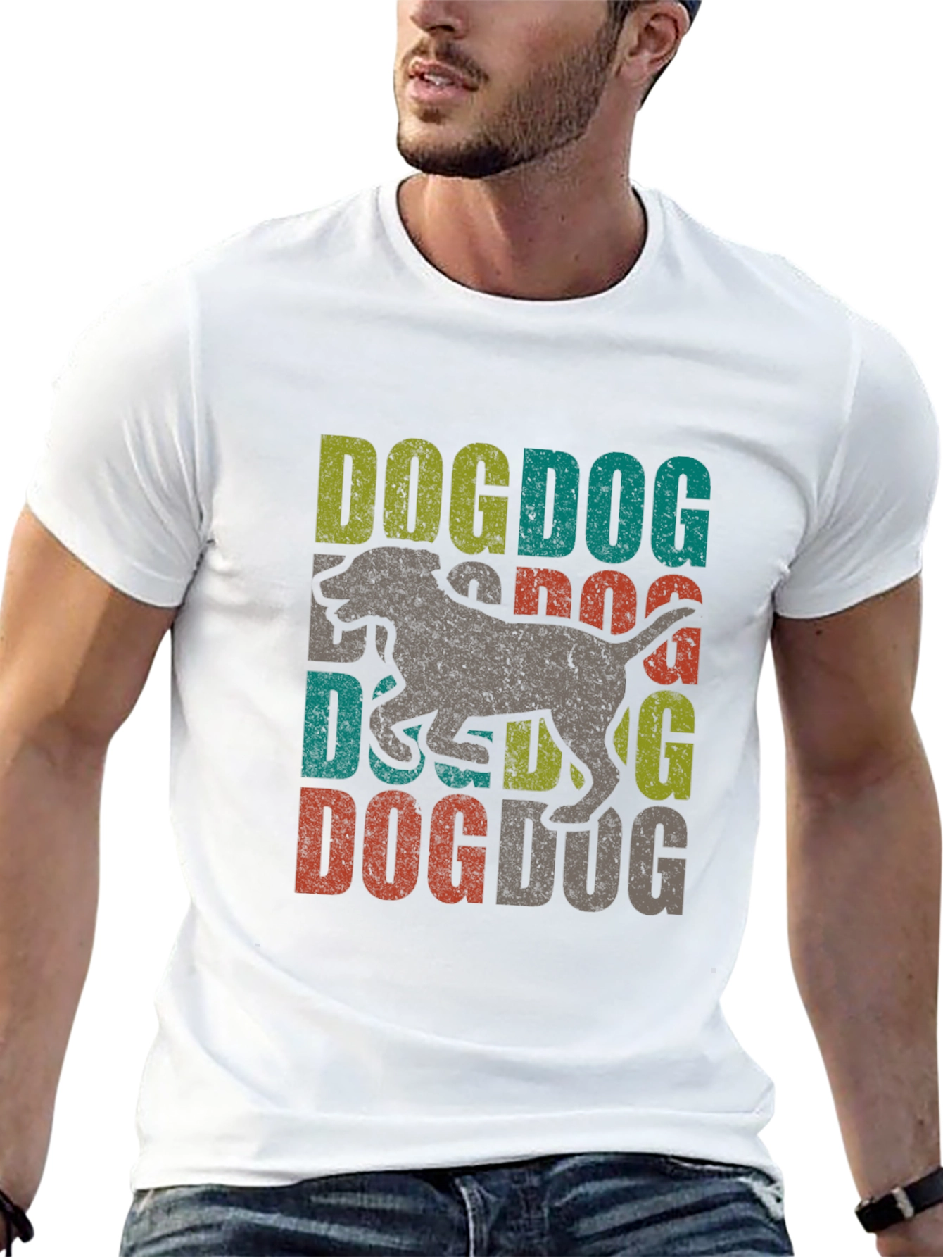 Dog Graphic Print T-Shirt - Retro Style