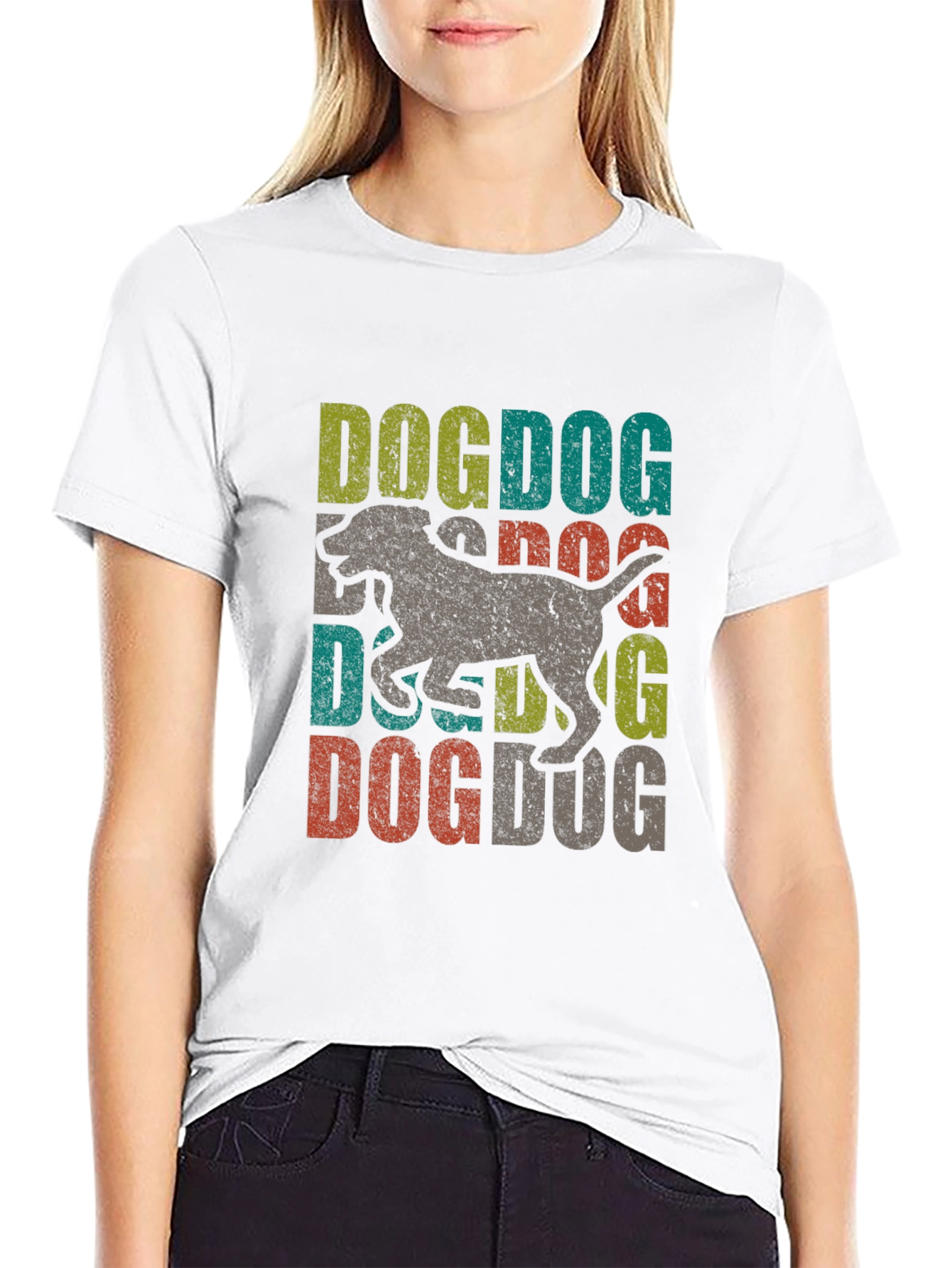 Dog Graphic Print T-Shirt - Retro Style