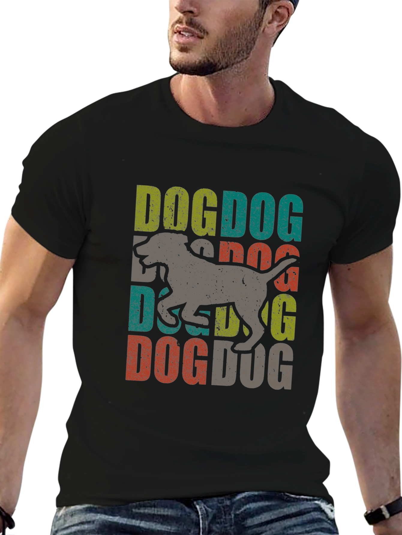 Dog Graphic Print T-Shirt - Retro Style