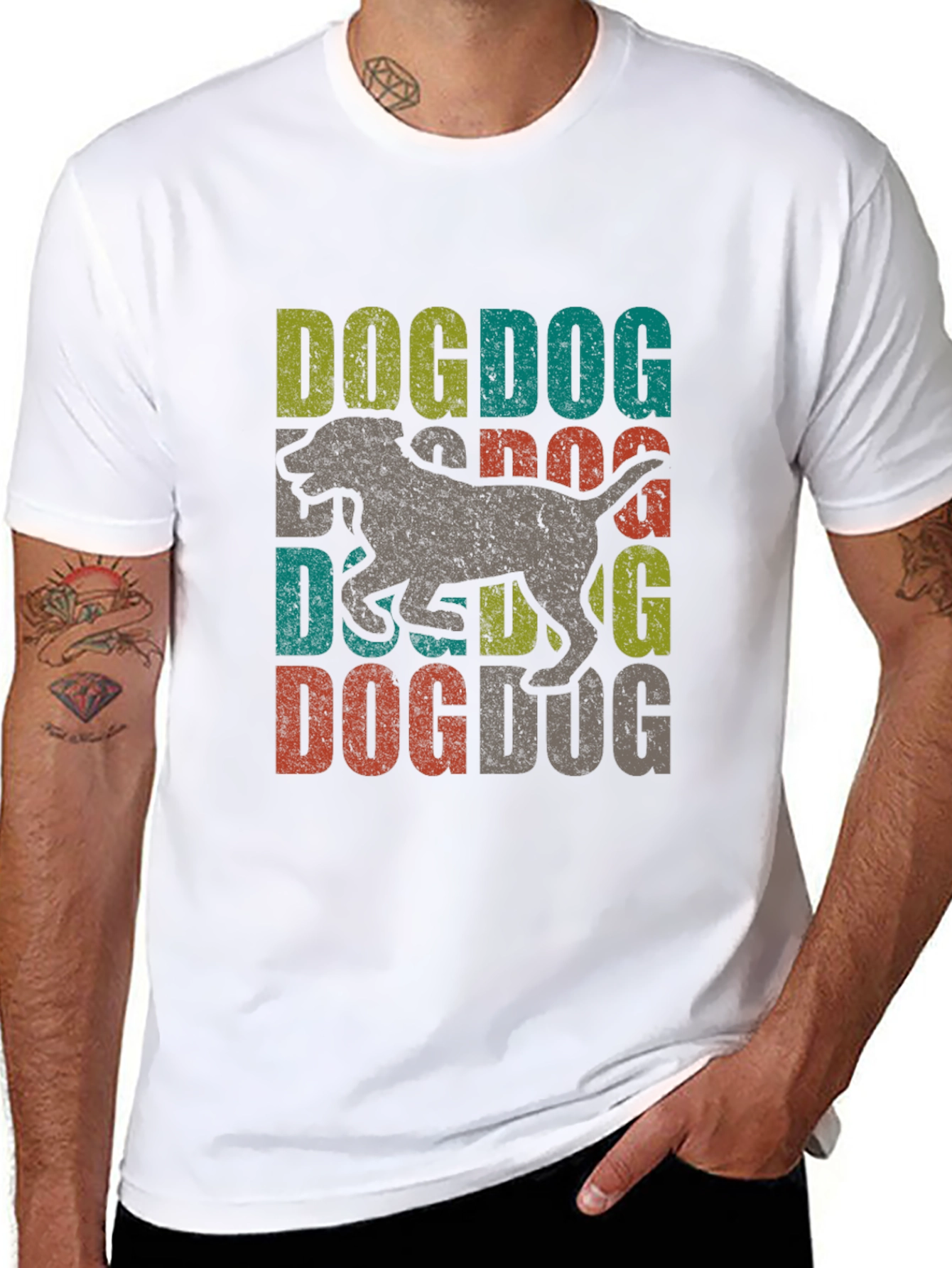 Dog Graphic Print T-Shirt - Retro Style
