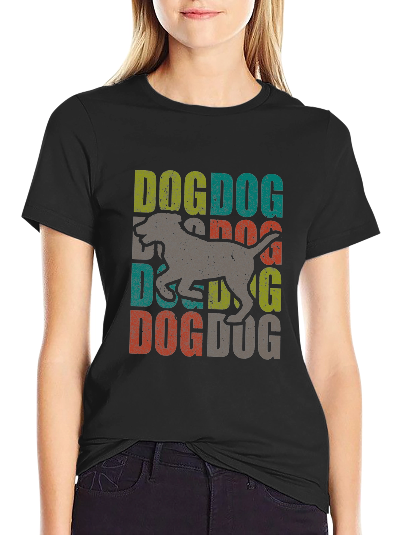 Dog Graphic Print T-Shirt - Retro Style