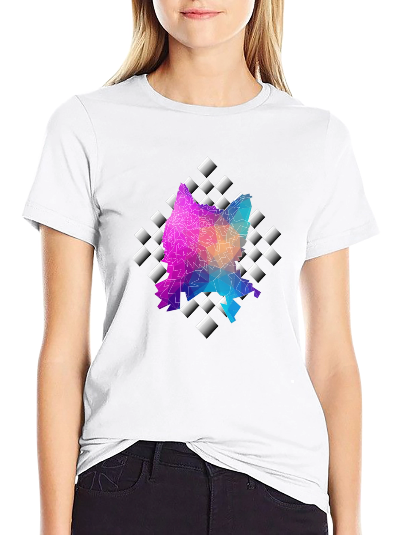 Geometric Wolf T-Shirt - Modern Art Tee