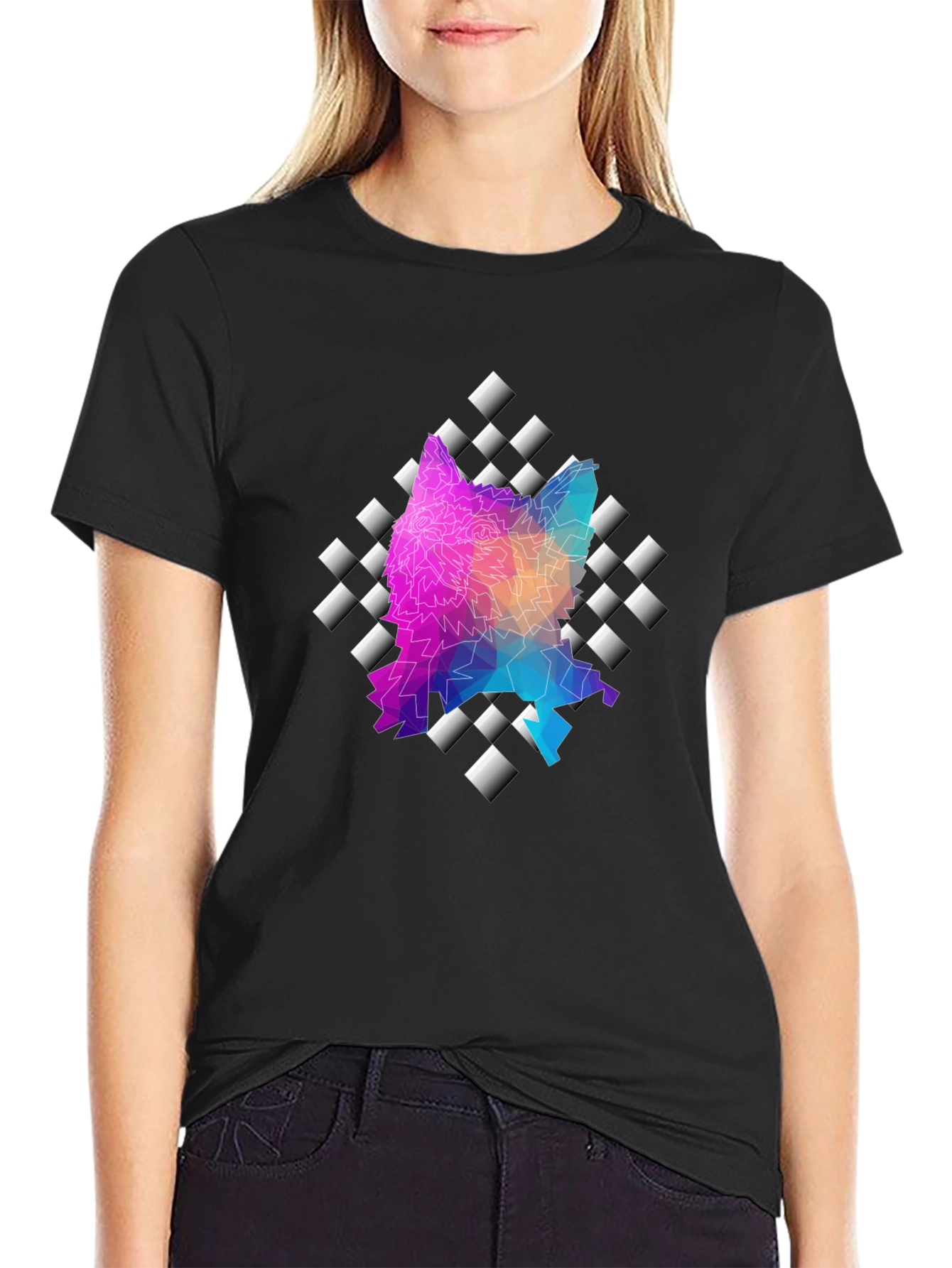 Geometric Wolf T-Shirt - Modern Art Tee