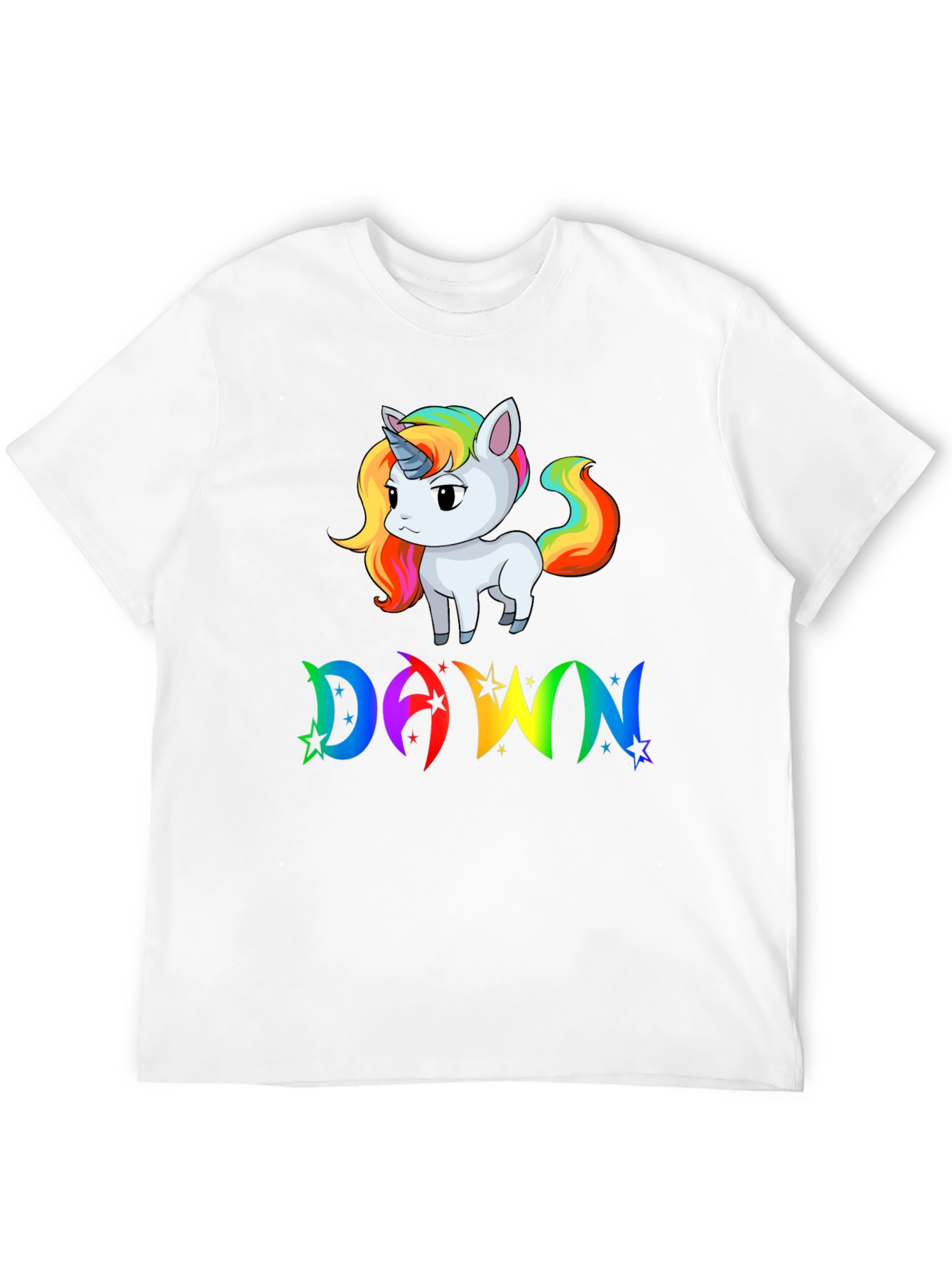 Unicorn DAWN Rainbow Graphic Black T-Shirt