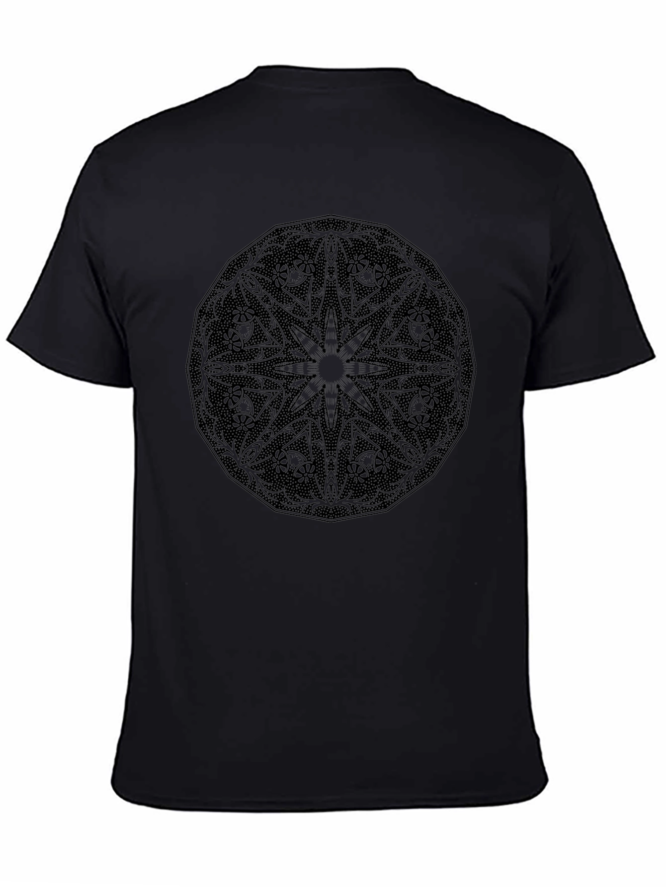Black Mandala Graphic Tee - Modern Casual Shirt