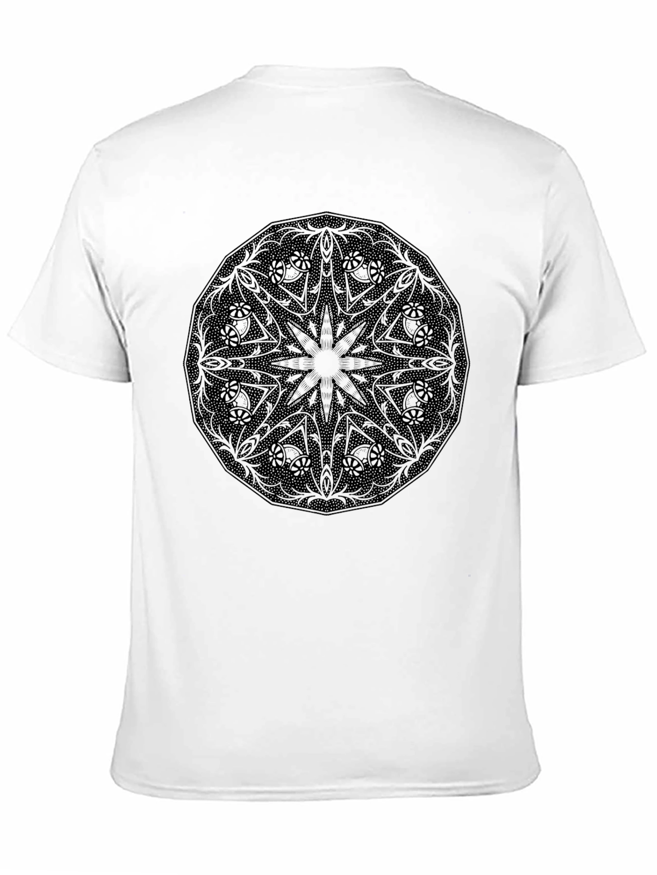 Black Mandala Graphic Tee - Modern Casual Shirt