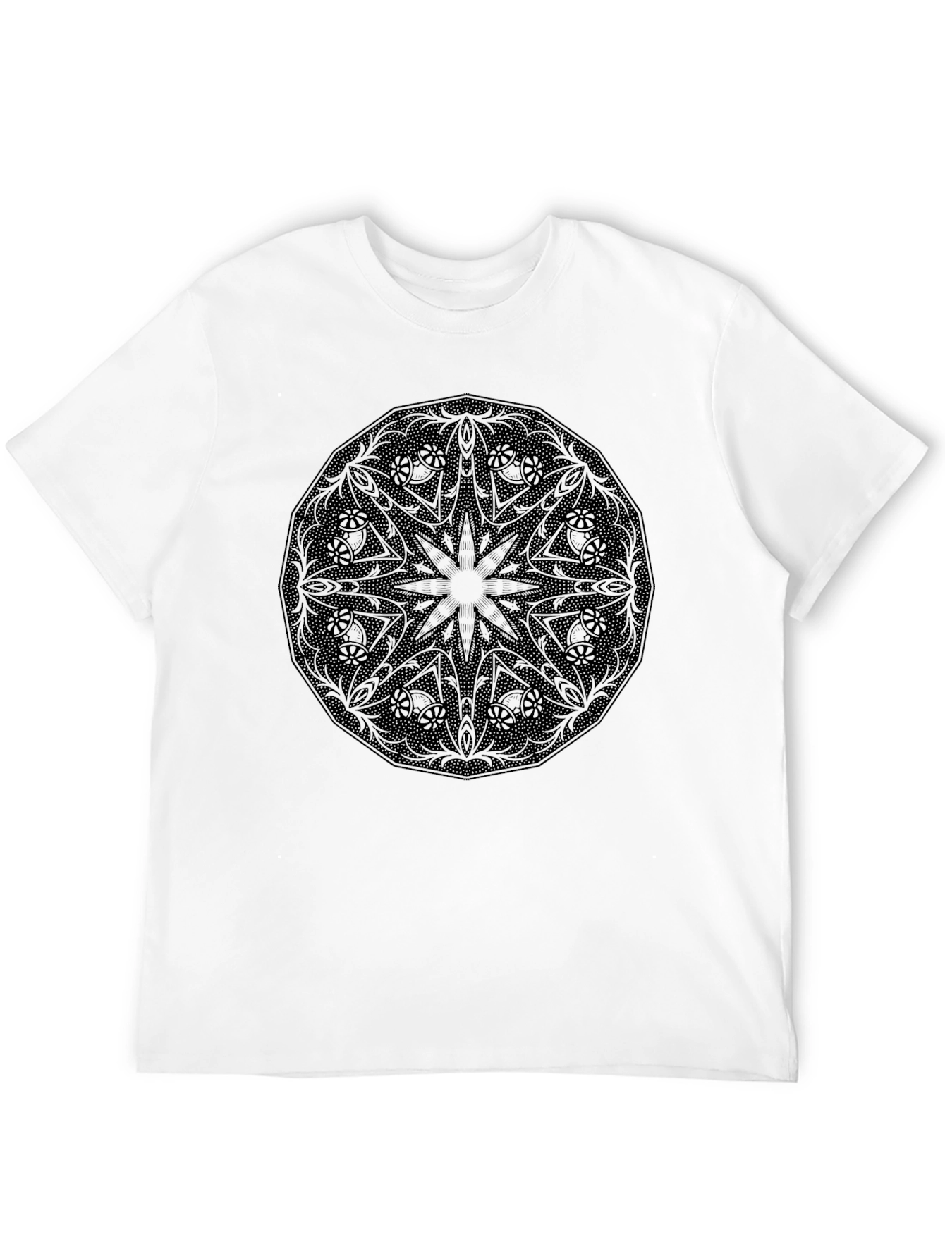 Black Mandala Graphic Tee - Modern Casual Shirt