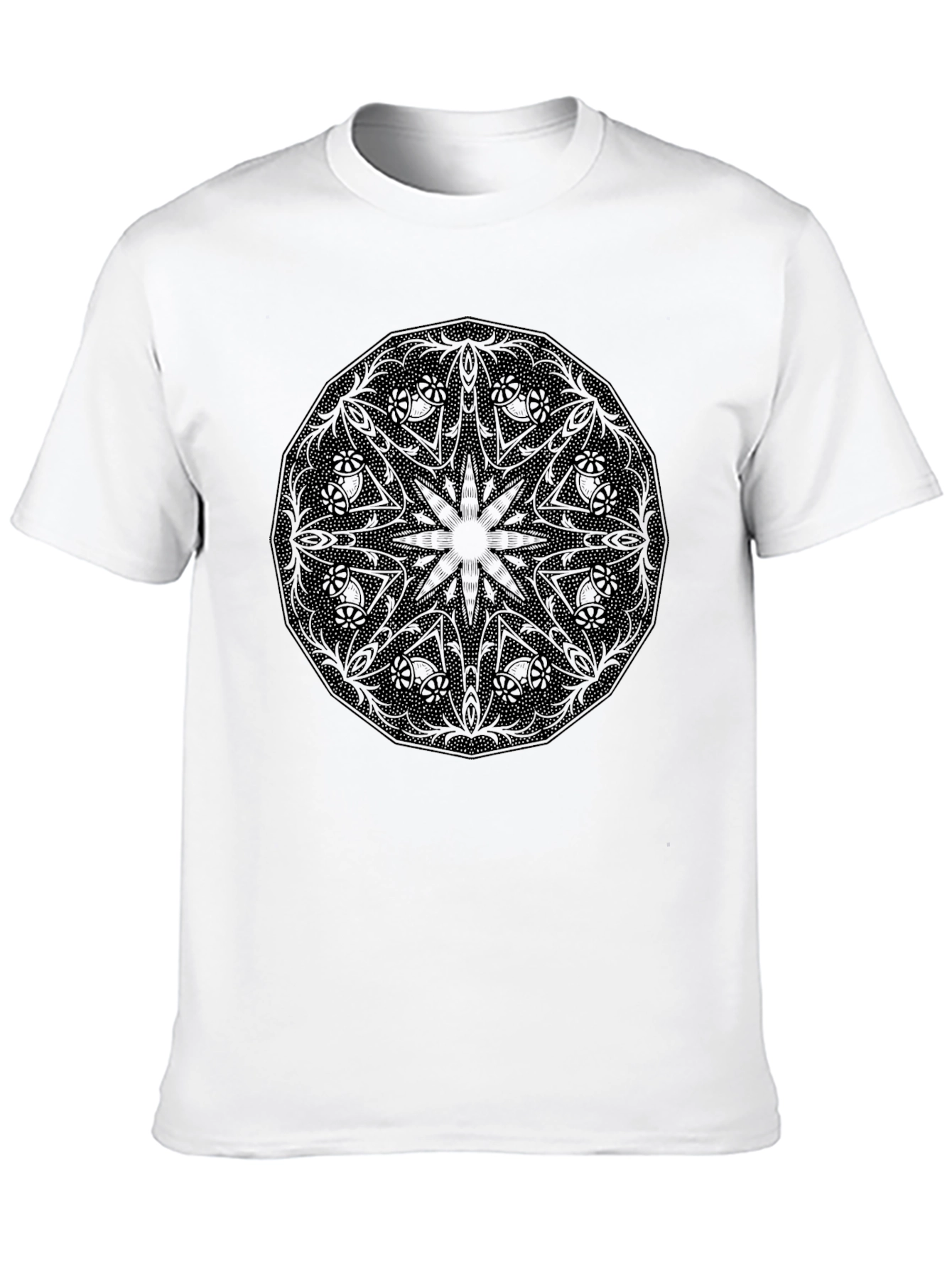 Black Mandala Graphic Tee - Modern Casual Shirt