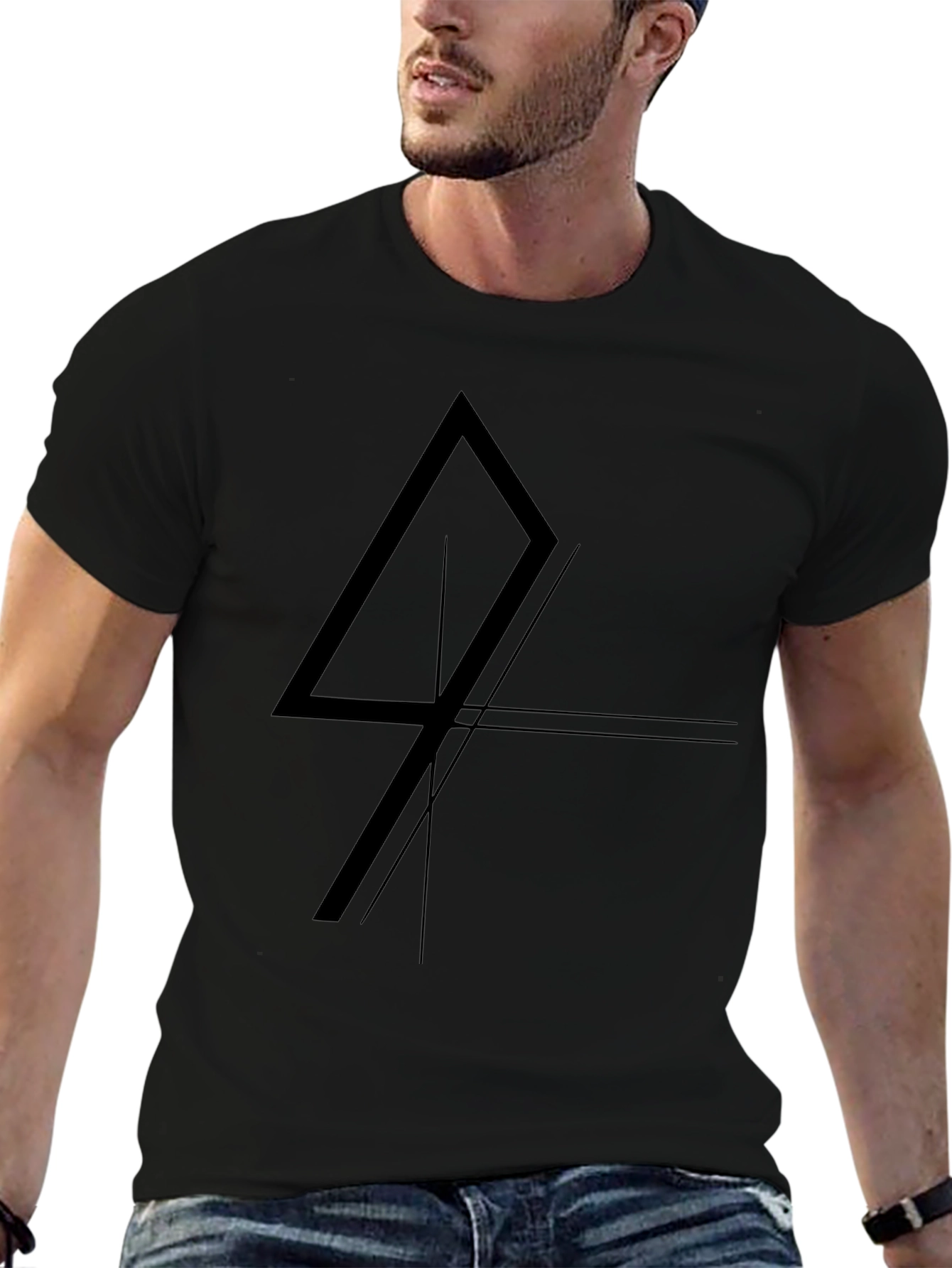 Minimalist Geometric T-Shirt - Black