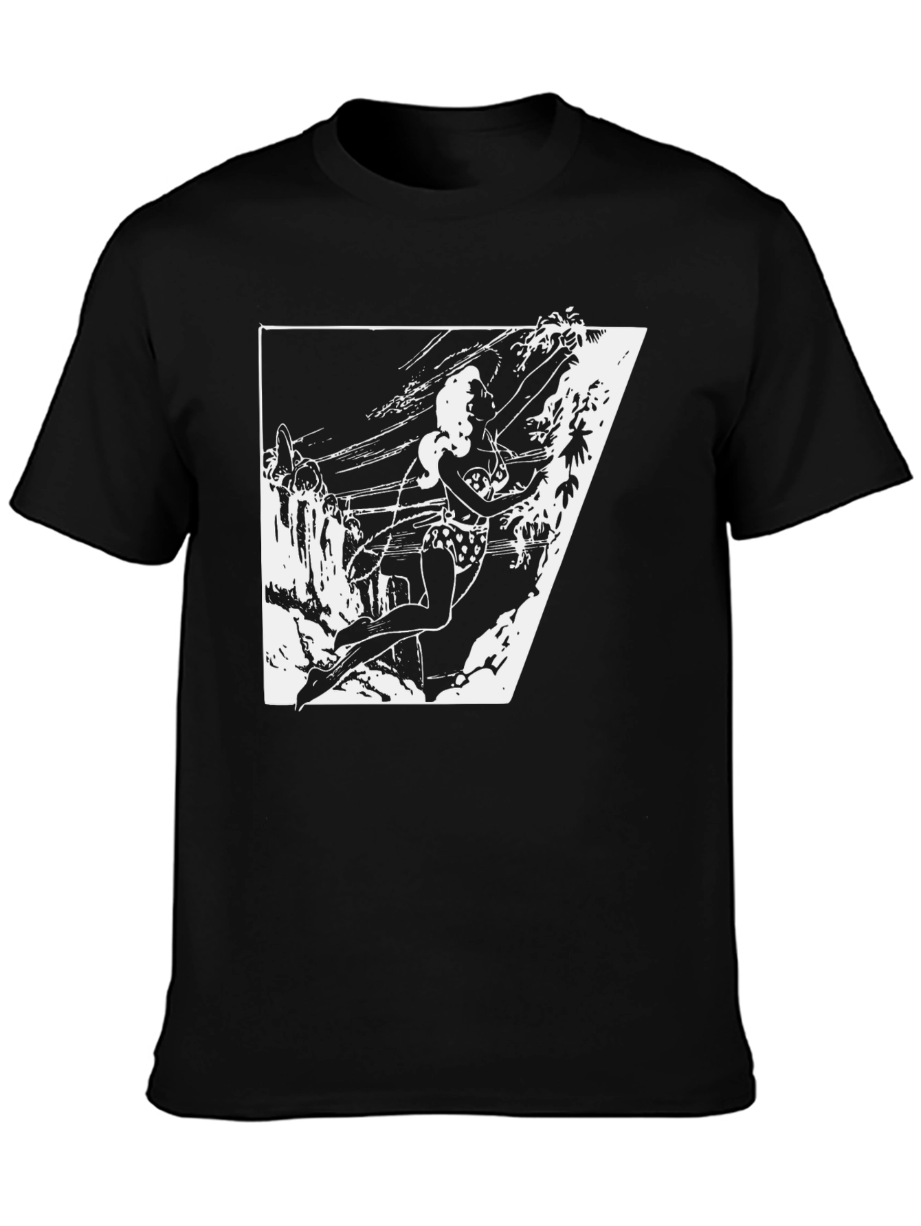 Black T-Shirt with White Jungle Girl Graphic