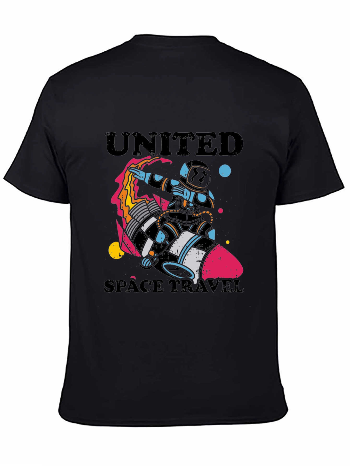 United Space Travel Black Graphic T-Shirt