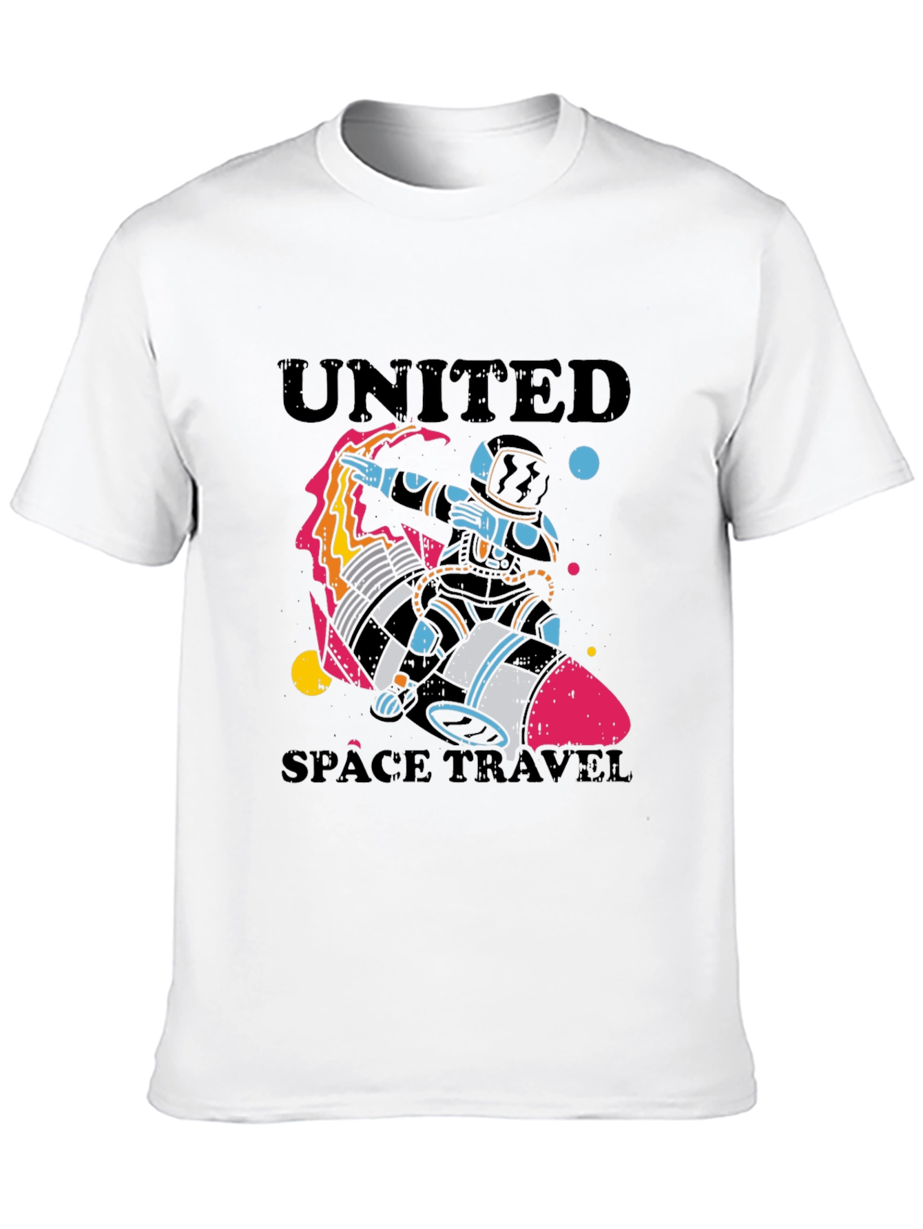 United Space Travel Black Graphic T-Shirt