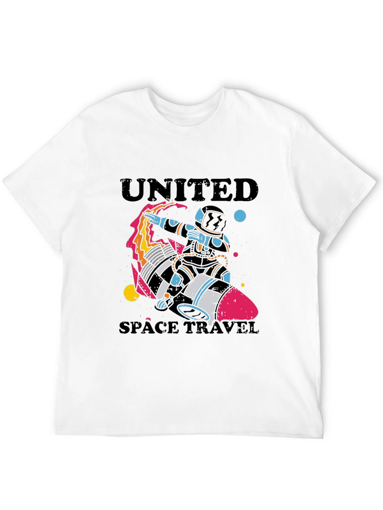 United Space Travel Black Graphic T-Shirt