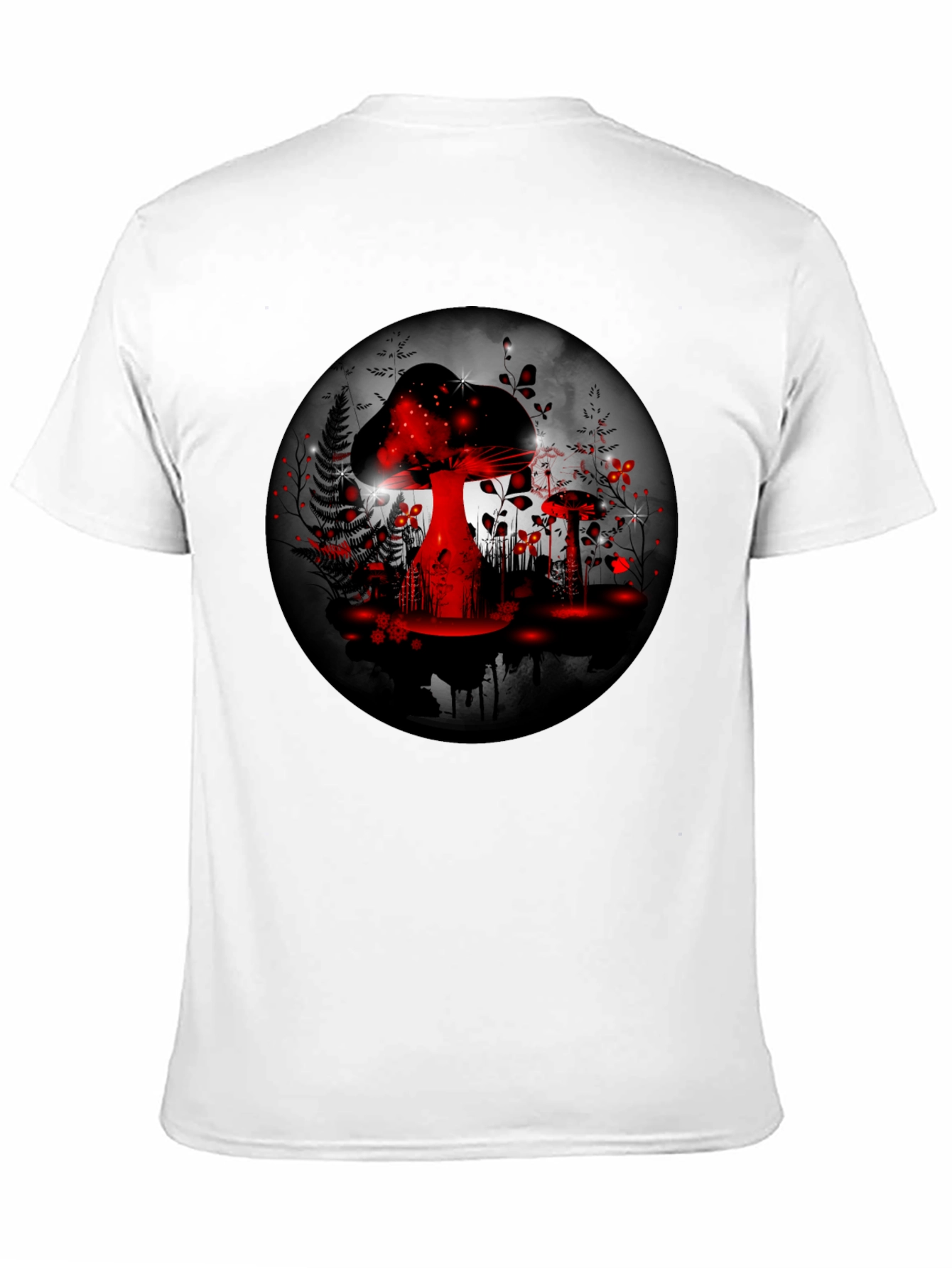 Mushroom Forest Graphic Tee - Black Cotton Blend