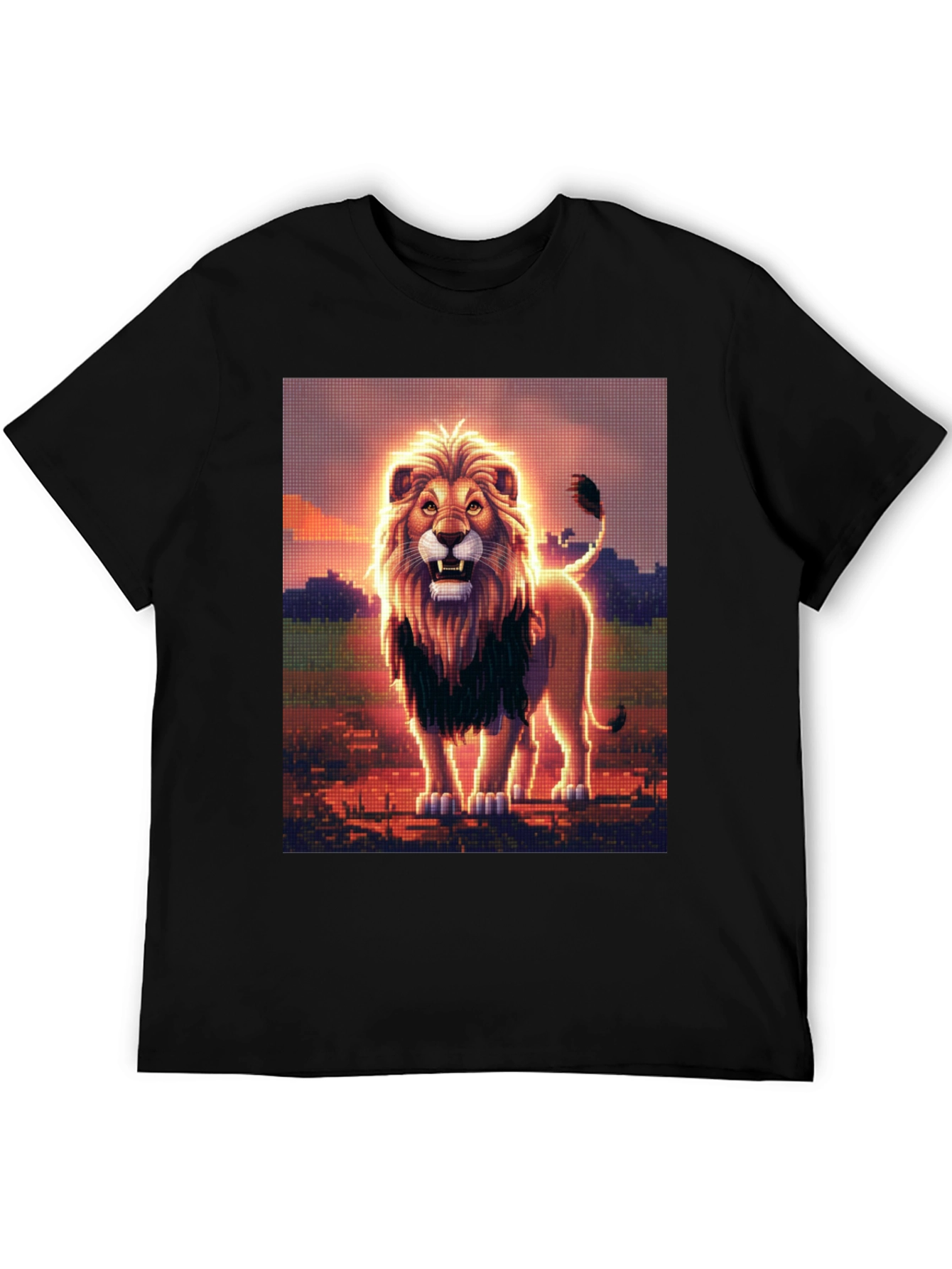 Lion Graphic Print Black Crew Neck T-Shirt