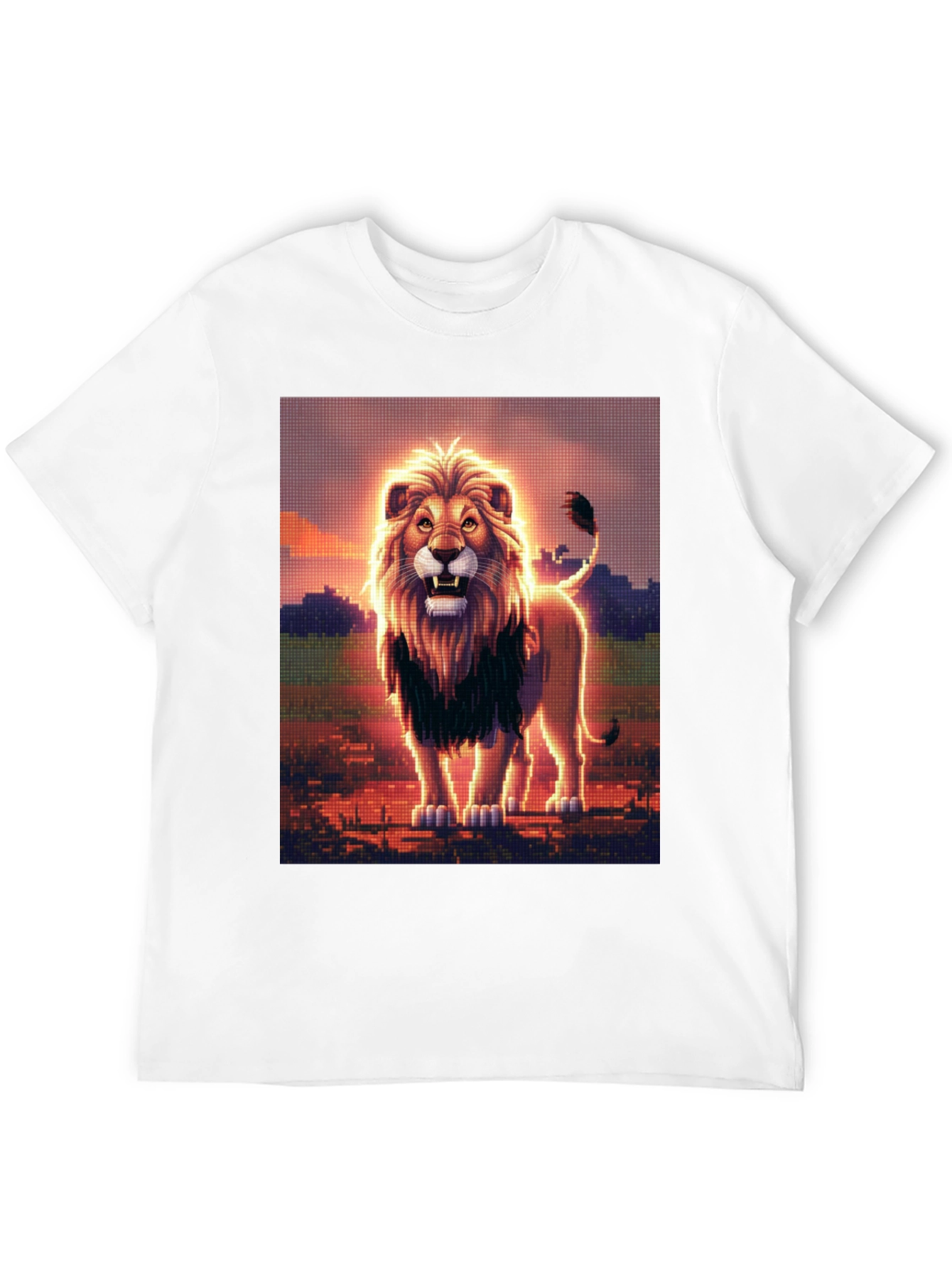 Lion Graphic Print Black Crew Neck T-Shirt