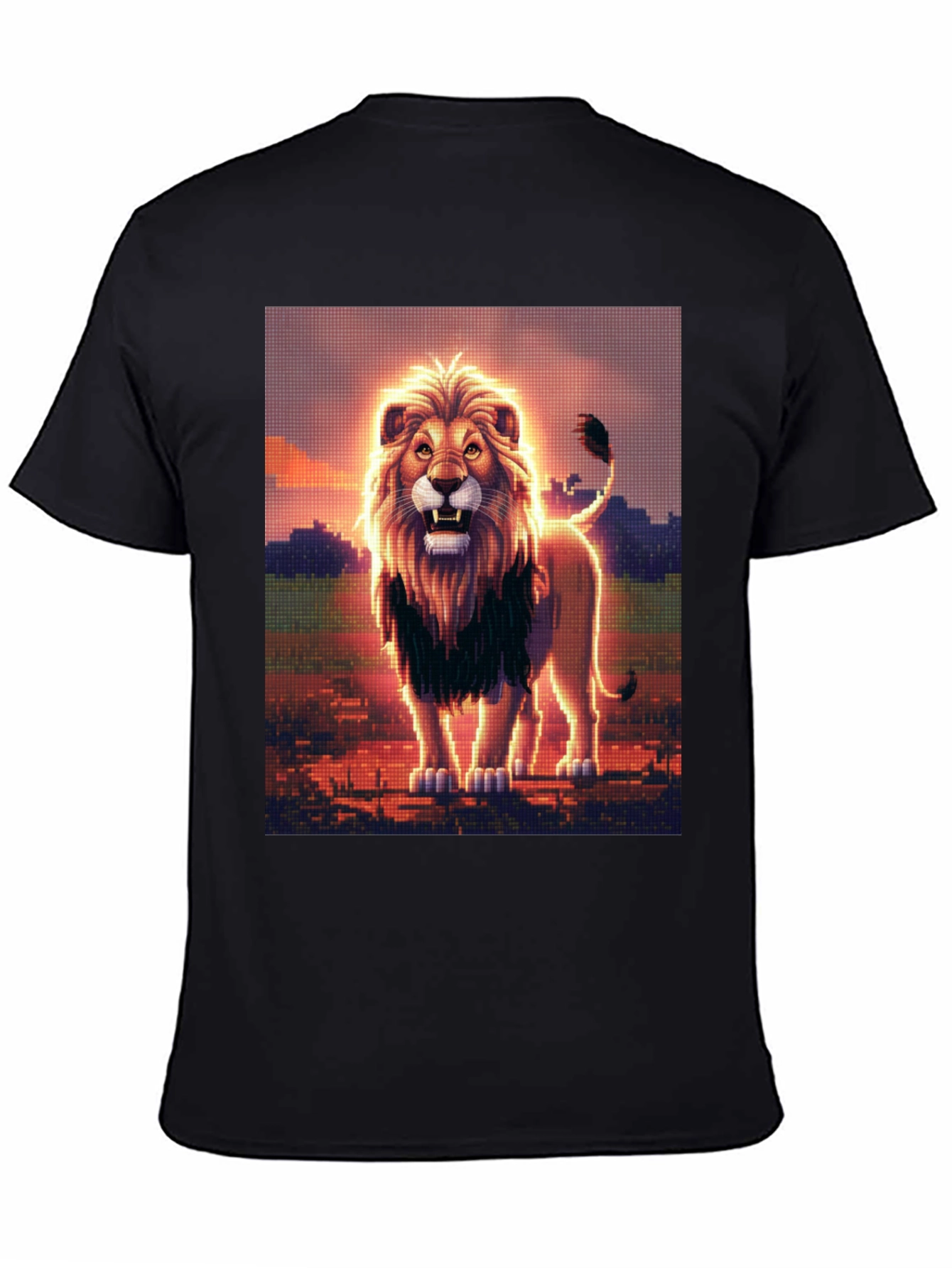 Lion Graphic Print Black Crew Neck T-Shirt