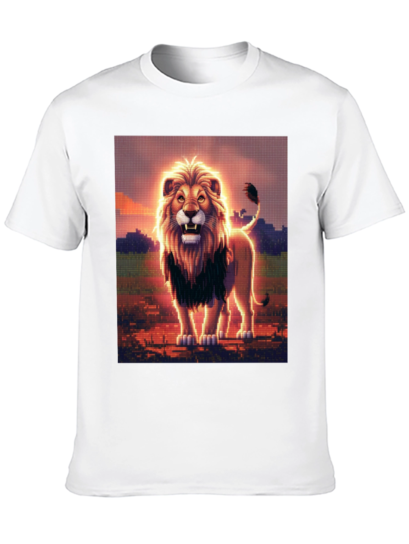 Lion Graphic Print Black Crew Neck T-Shirt