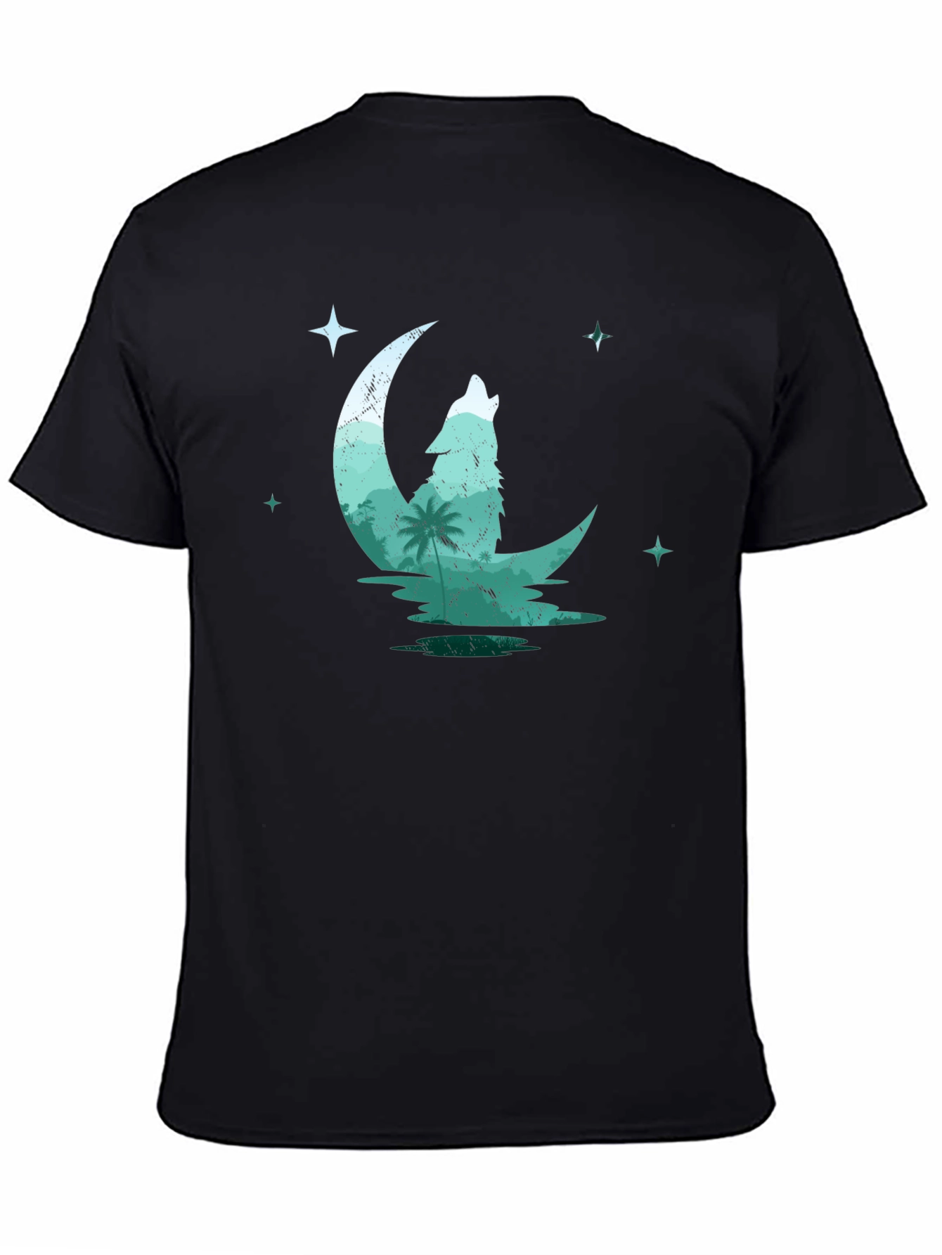 Wolf Moon Graphic Tee - Black Cotton T-Shirt