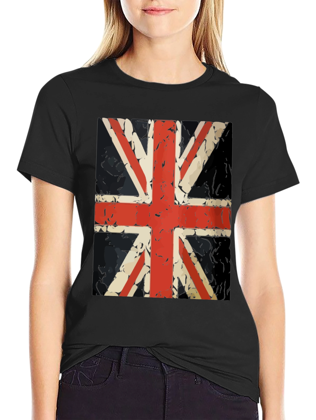 Union Jack Graphic T-Shirt - Distressed Flag Design