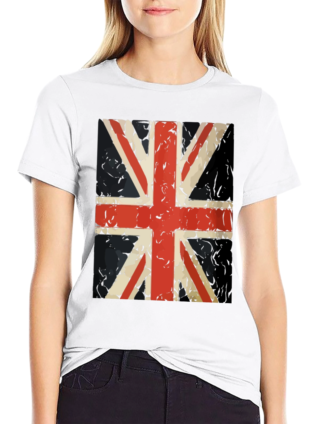 Union Jack Graphic T-Shirt - Distressed Flag Design