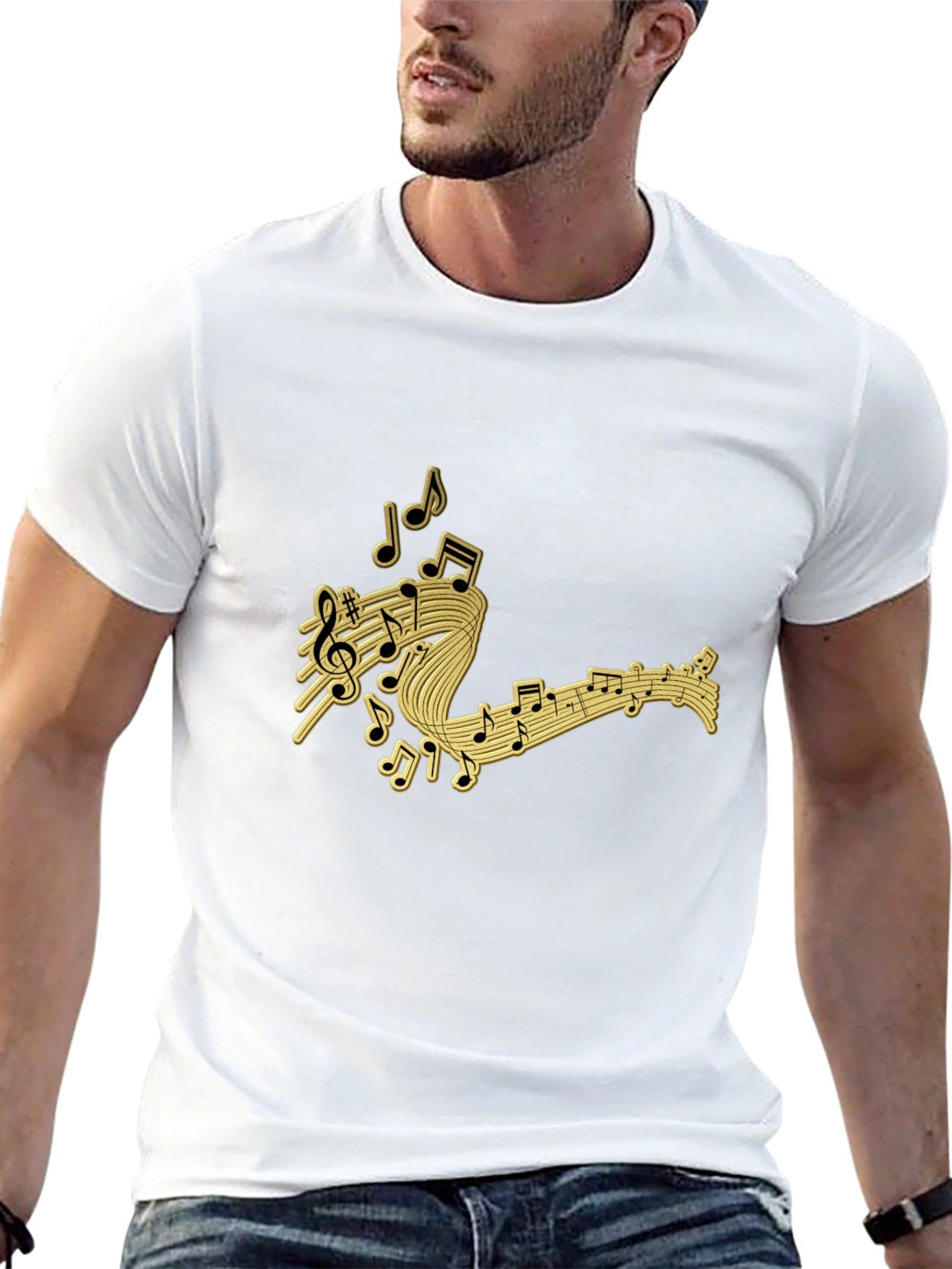 Music Notes Black T-Shirt