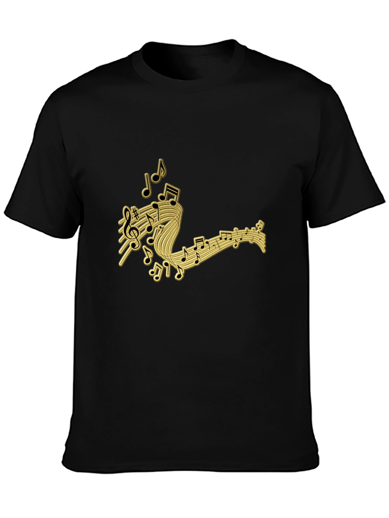 Music Notes Black T-Shirt