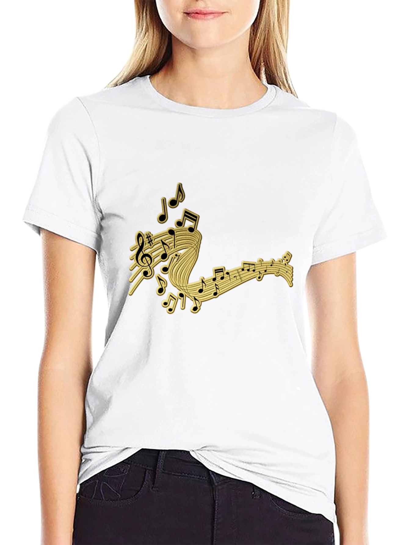 Music Notes Black T-Shirt