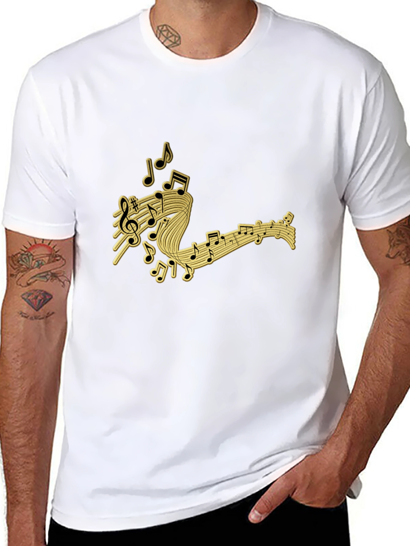 Music Notes Black T-Shirt