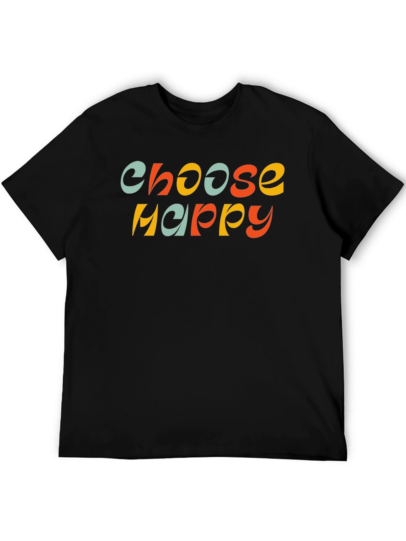 Choose Happy Retro Graphic Tee - Black