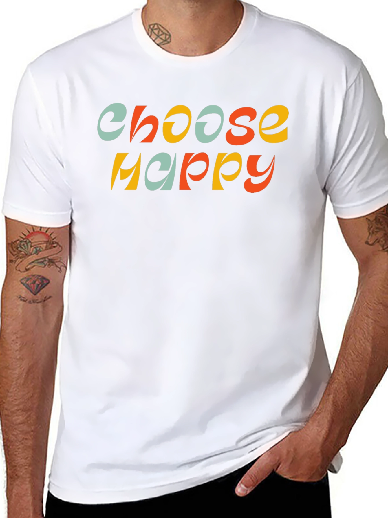 Choose Happy Retro Graphic Tee - Black
