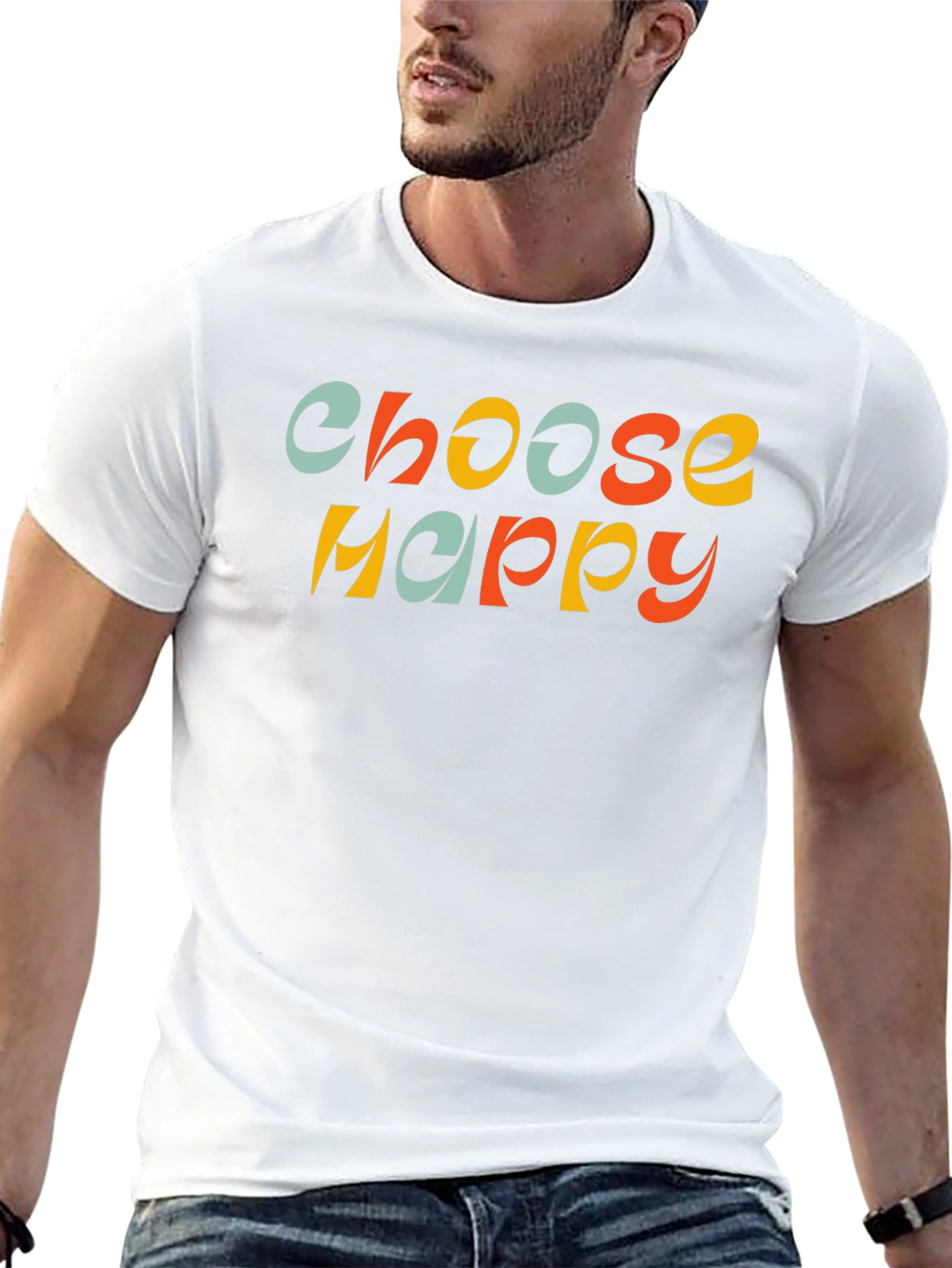 Choose Happy Retro Graphic Tee - Black